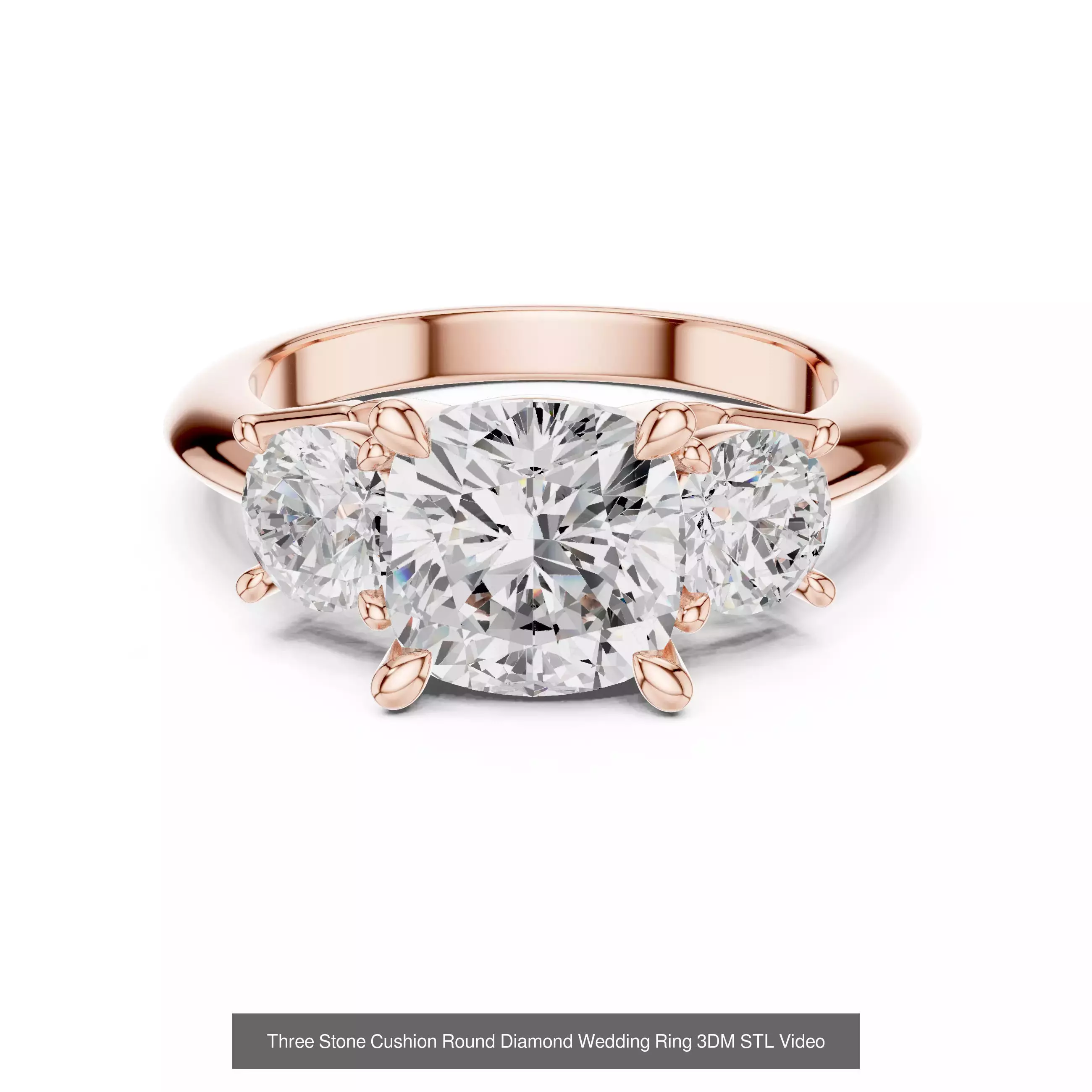 185 Three Stone Rings 3DM STL OBJ FBX 3 Color Render Video 3D Model Collection_128