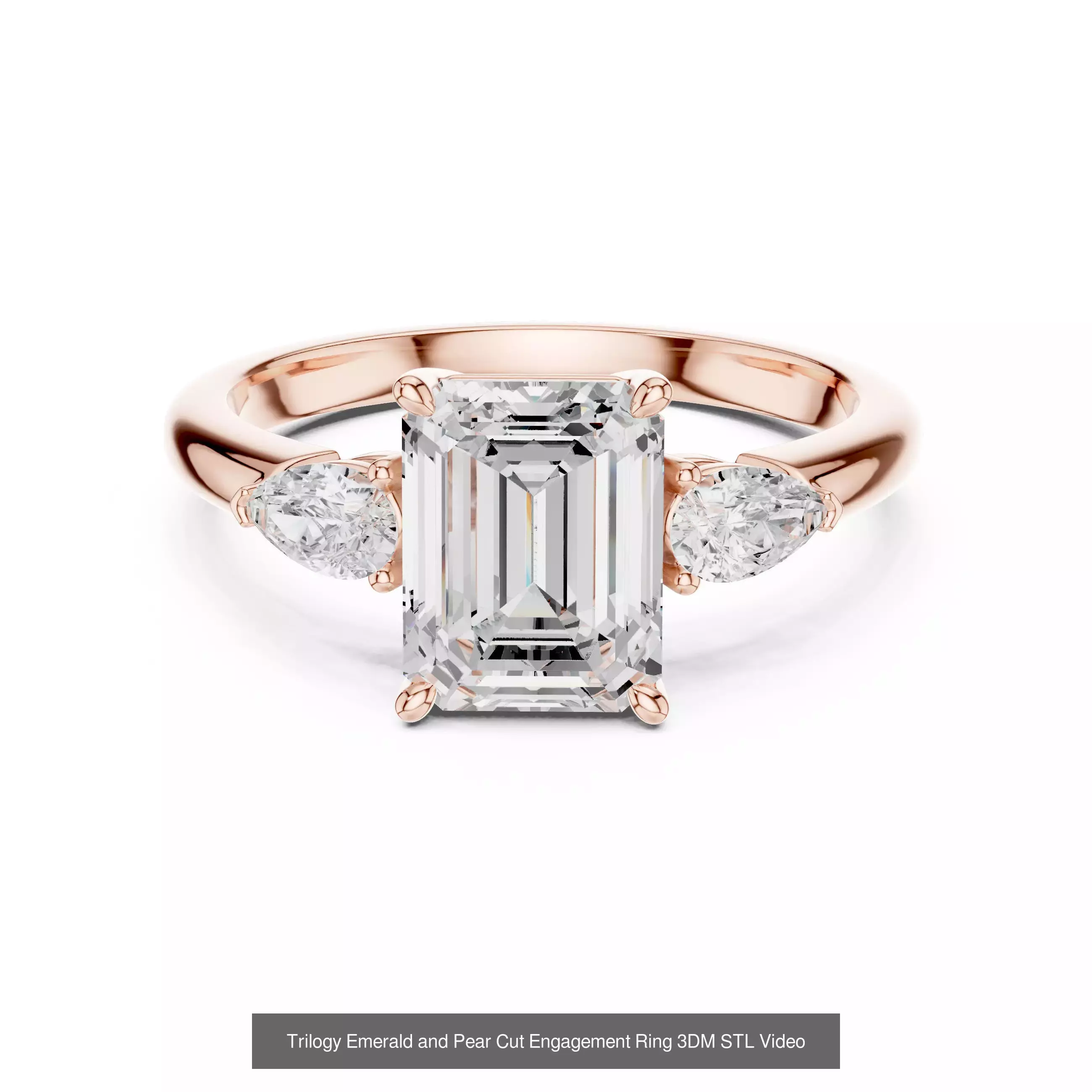 185 Three Stone Rings 3DM STL OBJ FBX 3 Color Render Video 3D Model Collection_159