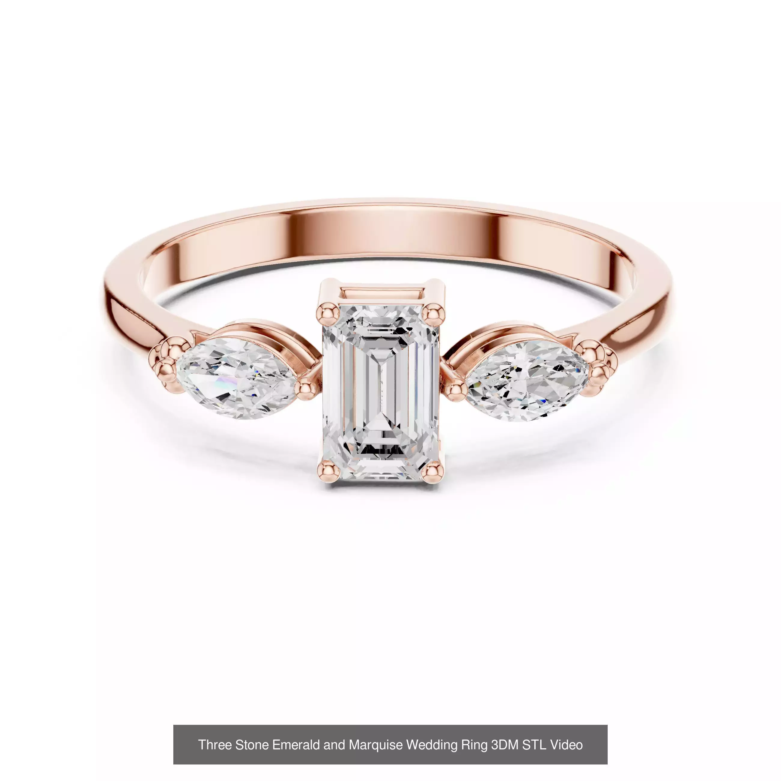 185 Three Stone Rings 3DM STL OBJ FBX 3 Color Render Video 3D Model Collection_68