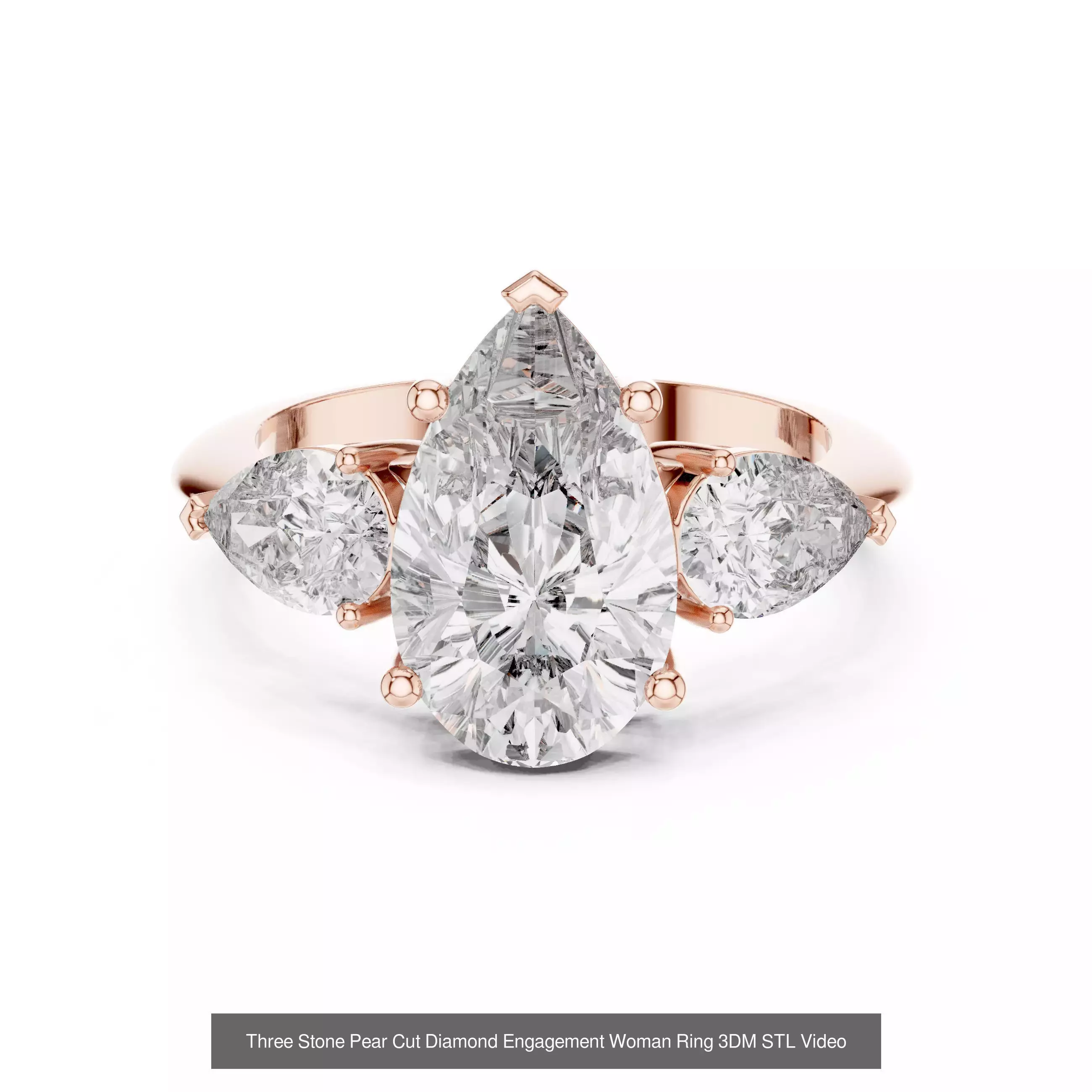 185 Three Stone Rings 3DM STL OBJ FBX 3 Color Render Video 3D Model Collection_89