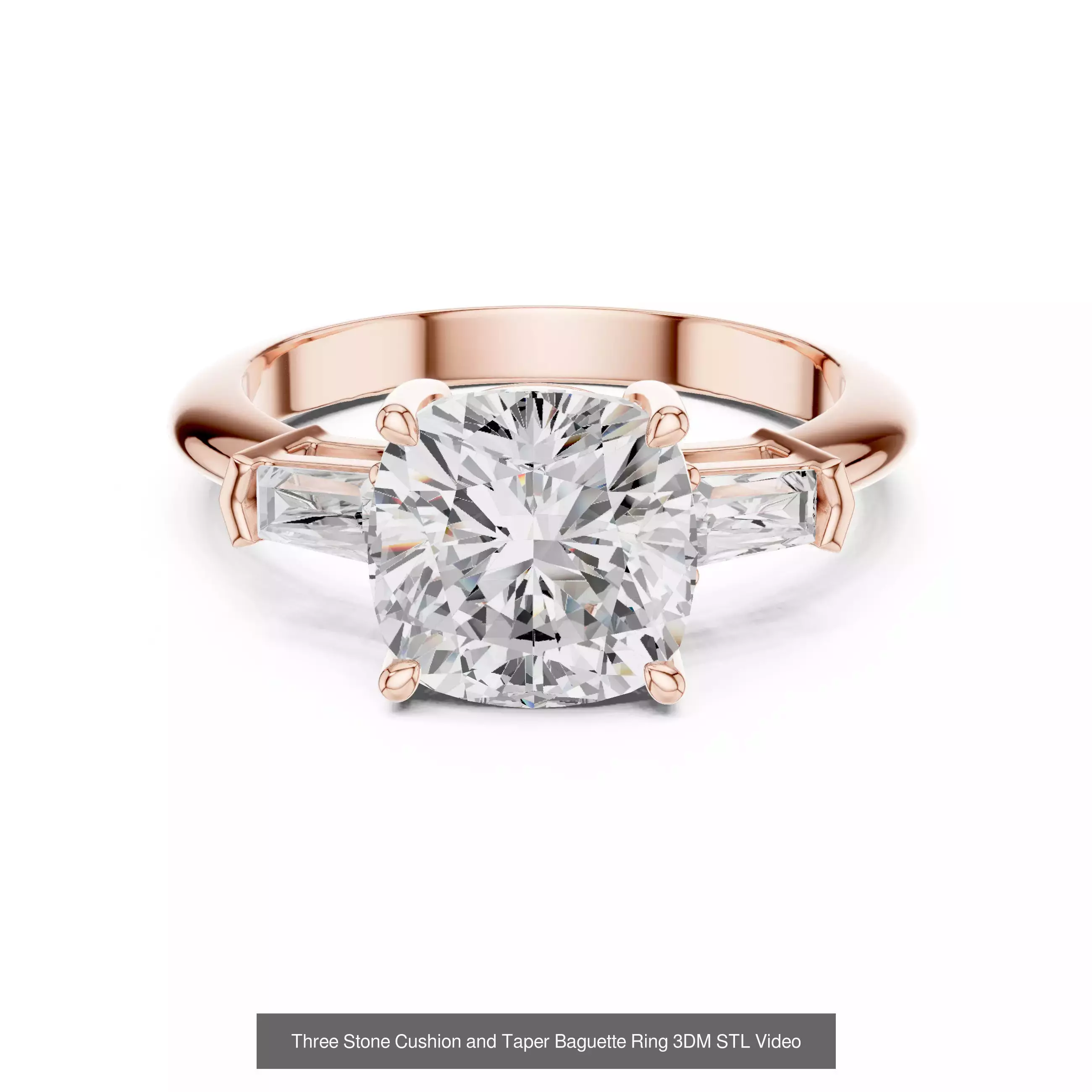 185 Three Stone Rings 3DM STL OBJ FBX 3 Color Render Video 3D Model Collection_49