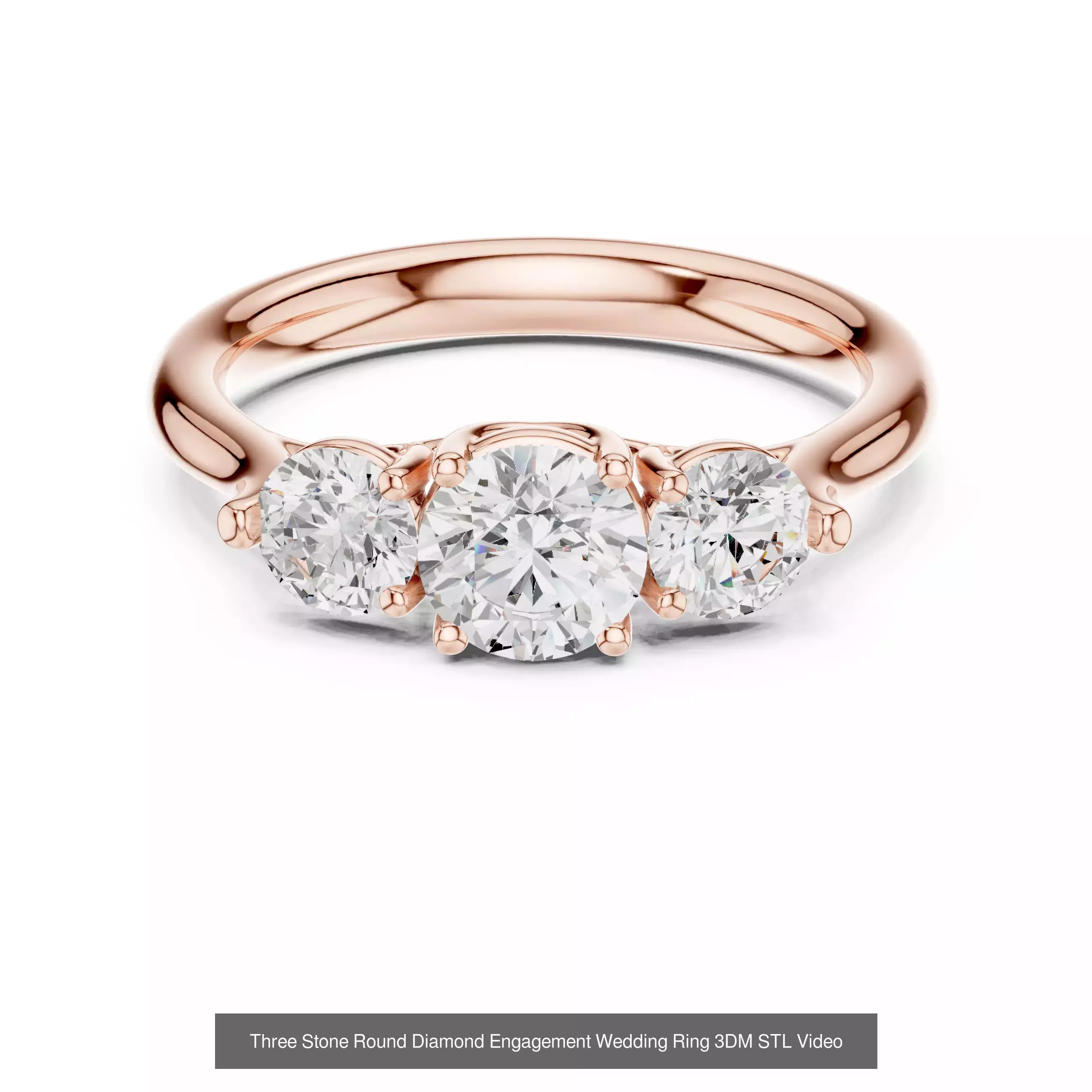 185 Three Stone Rings 3DM STL OBJ FBX 3 Color Render Video 3D Model Collection_58