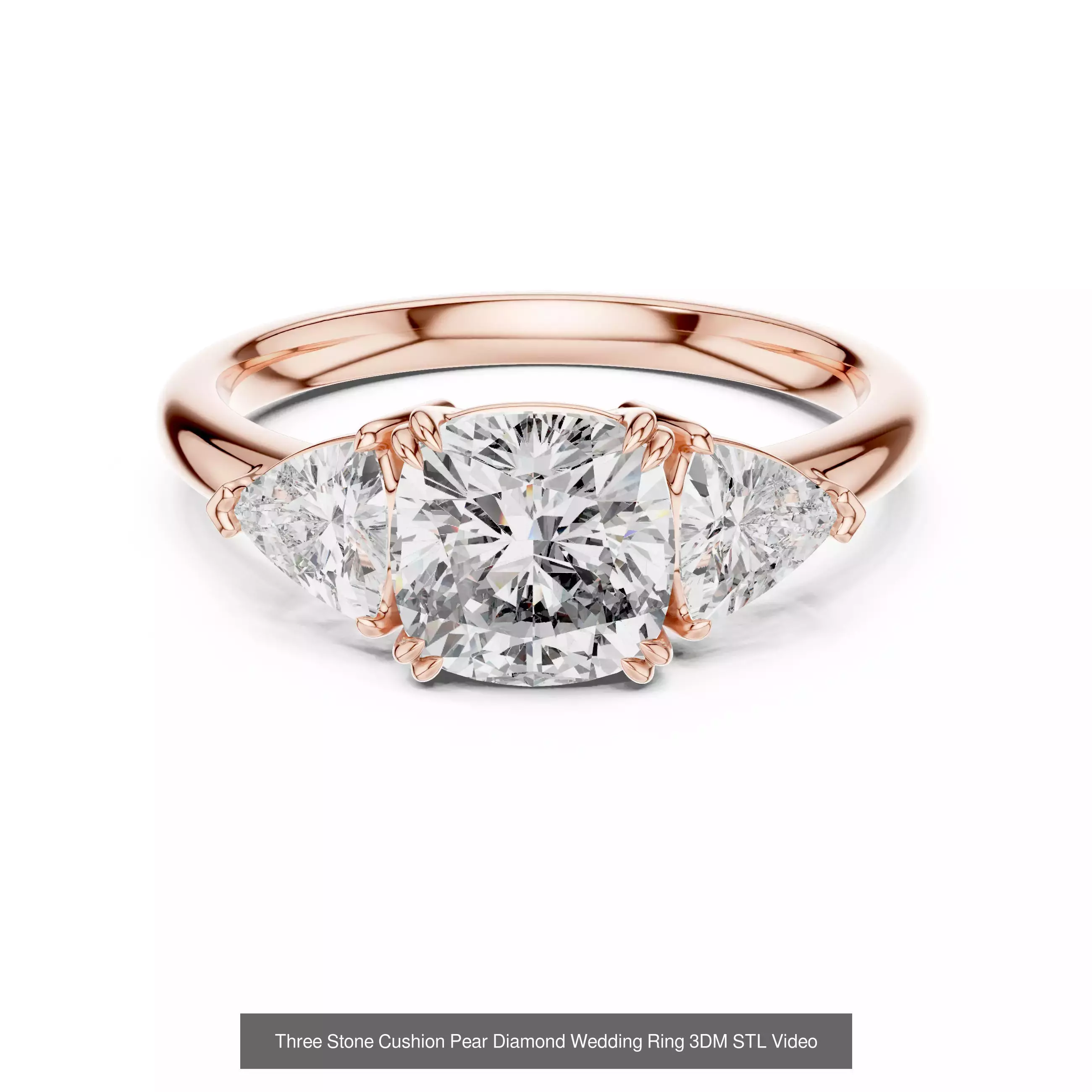 185 Three Stone Rings 3DM STL OBJ FBX 3 Color Render Video 3D Model Collection_200