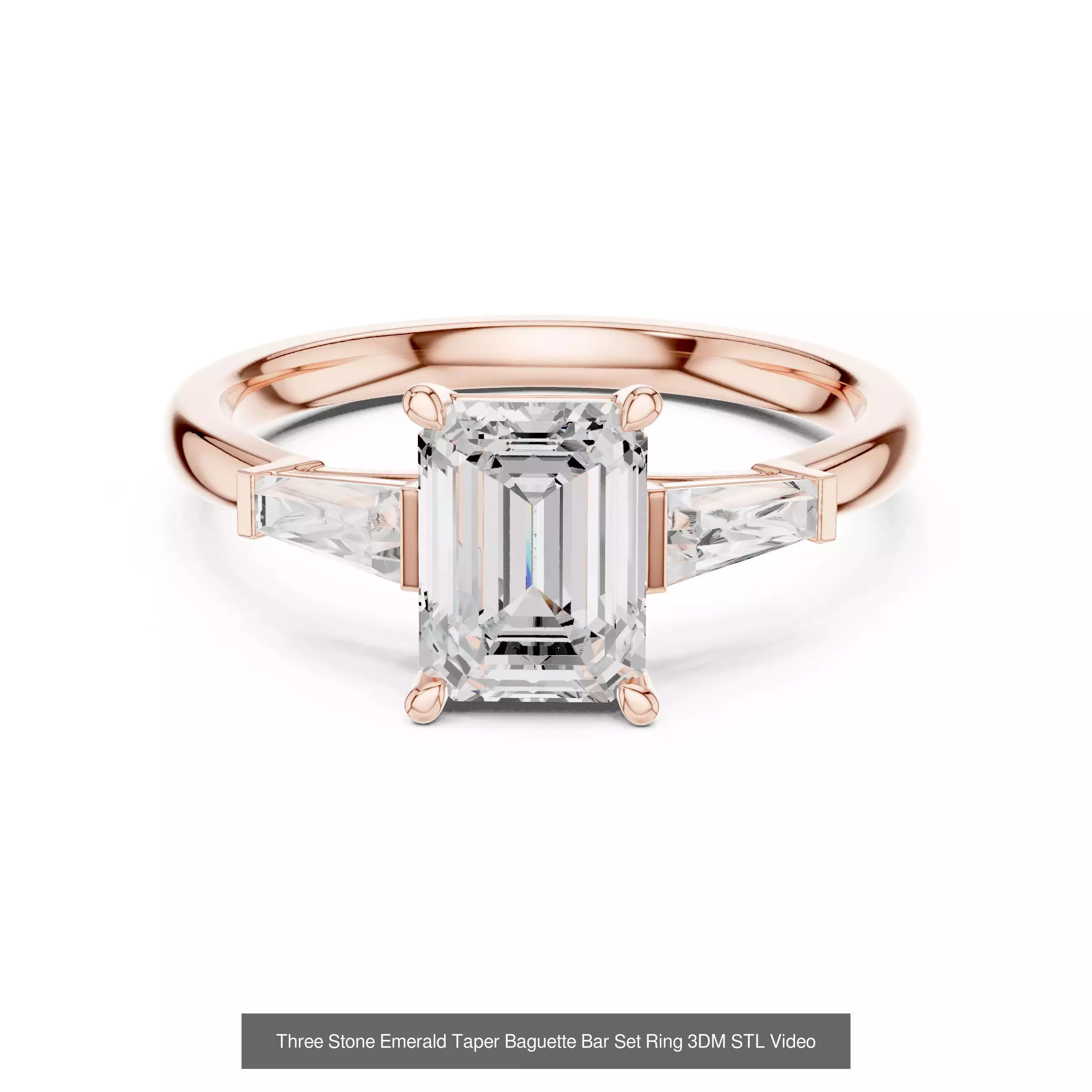 185 Three Stone Rings 3DM STL OBJ FBX 3 Color Render Video 3D Model Collection_137