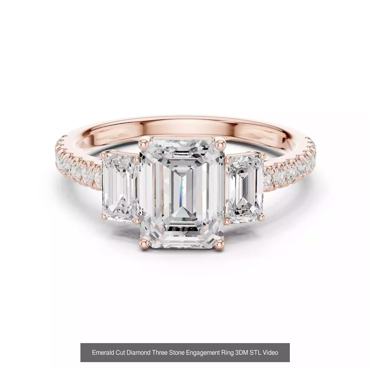 185 Three Stone Rings 3DM STL OBJ FBX 3 Color Render Video 3D Model Collection_23