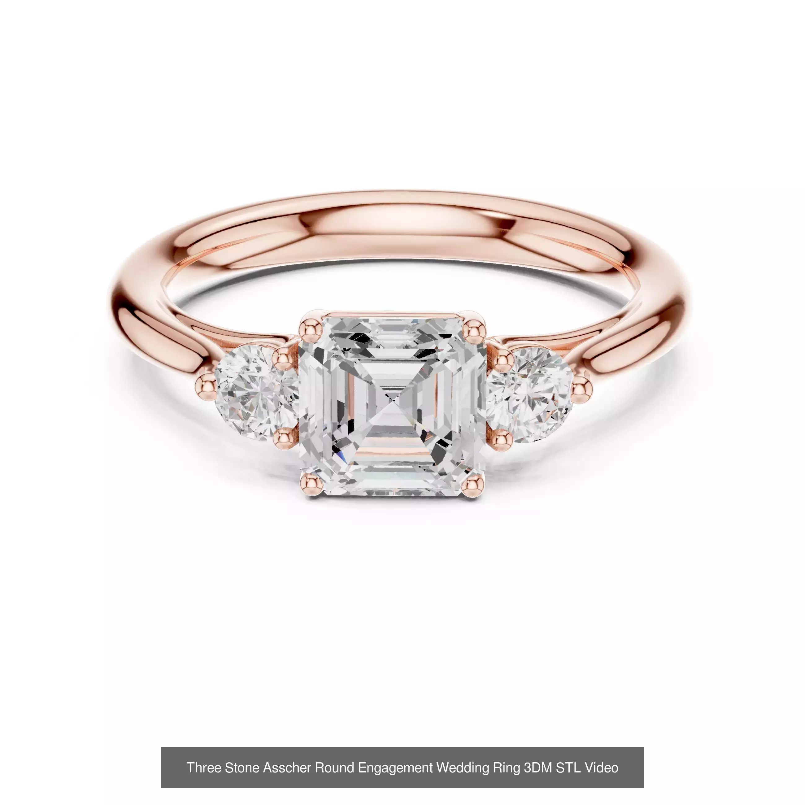 185 Three Stone Rings 3DM STL OBJ FBX 3 Color Render Video 3D Model Collection_59