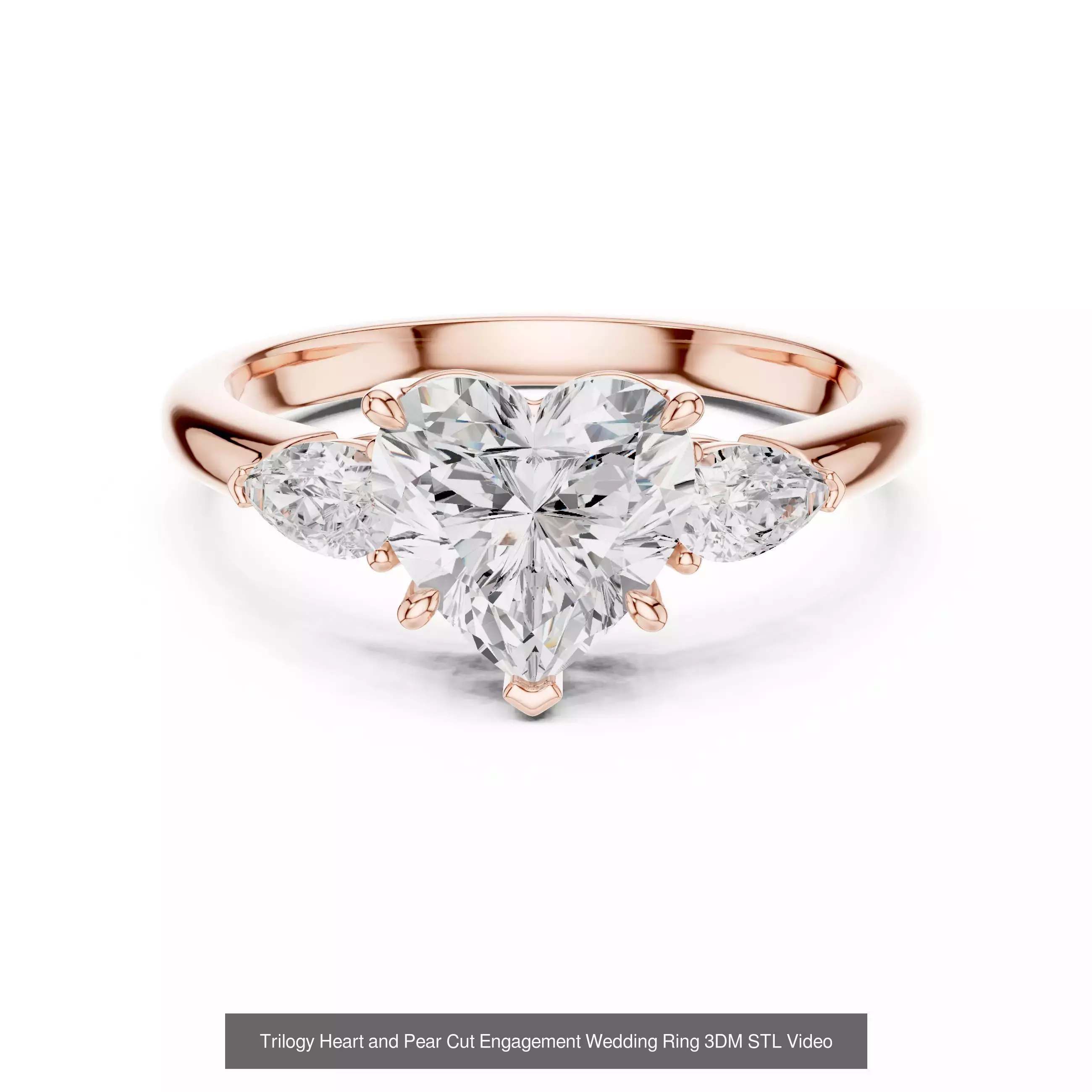 185 Three Stone Rings 3DM STL OBJ FBX 3 Color Render Video 3D Model Collection_160