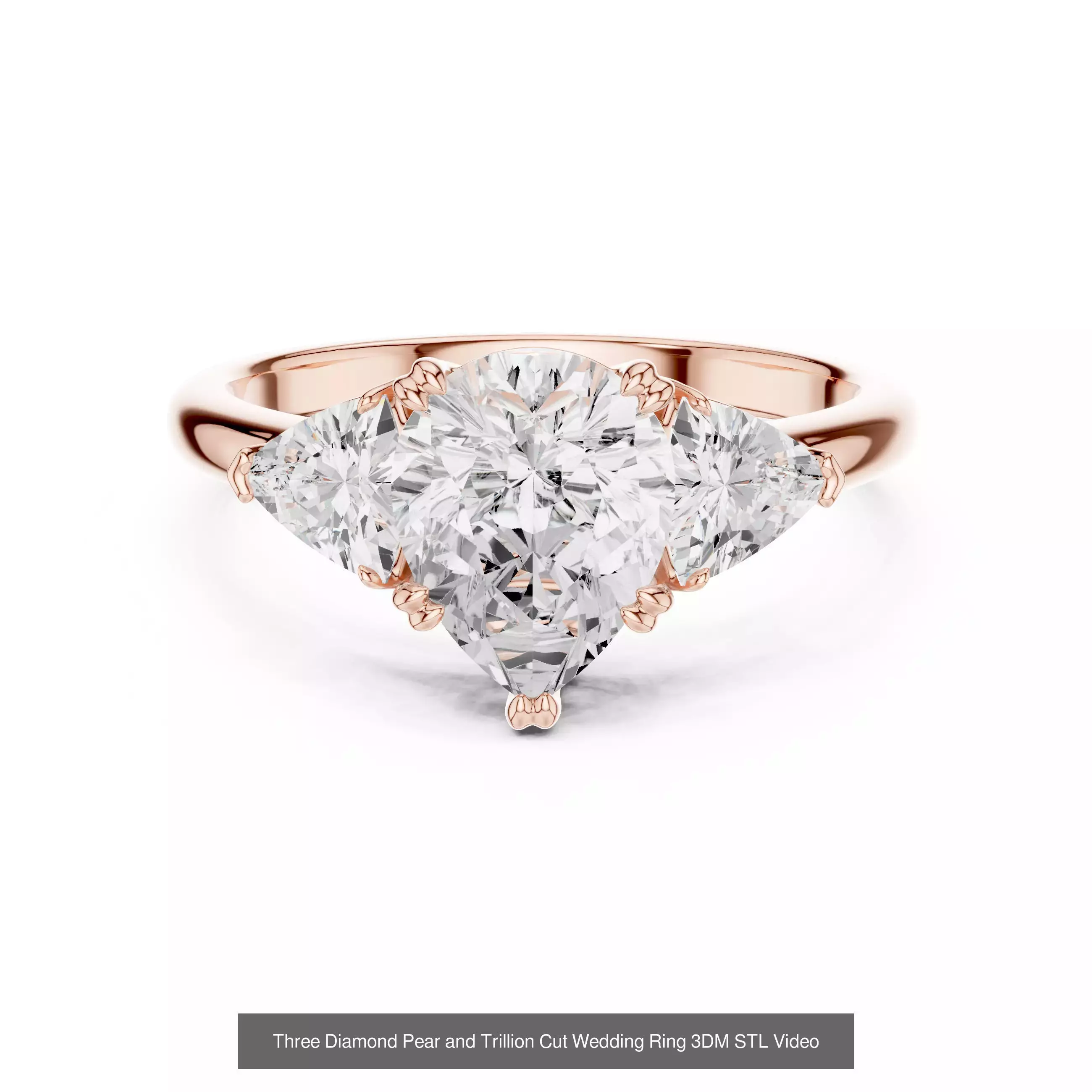 185 Three Stone Rings 3DM STL OBJ FBX 3 Color Render Video 3D Model Collection_154