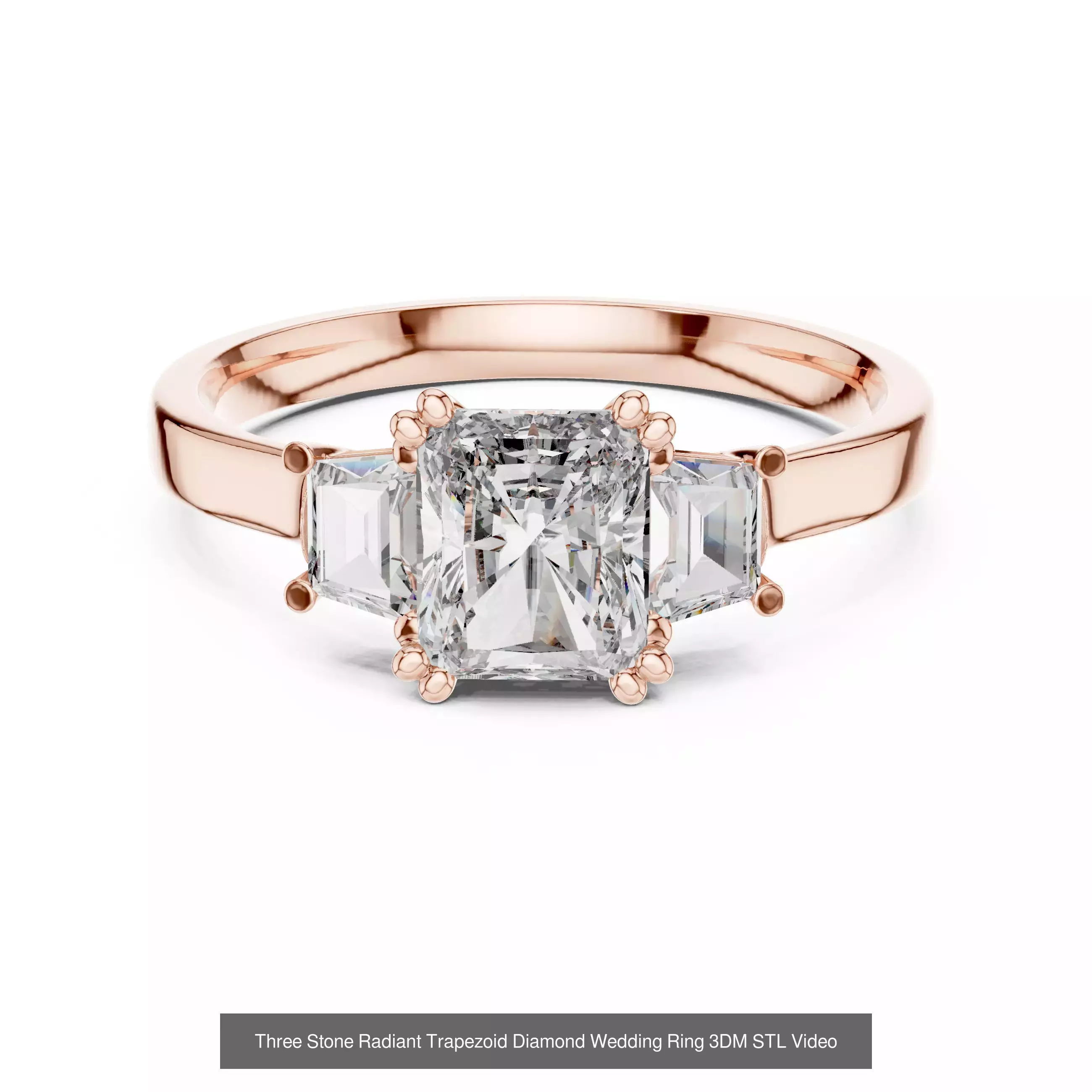 185 Three Stone Rings 3DM STL OBJ FBX 3 Color Render Video 3D Model Collection_72