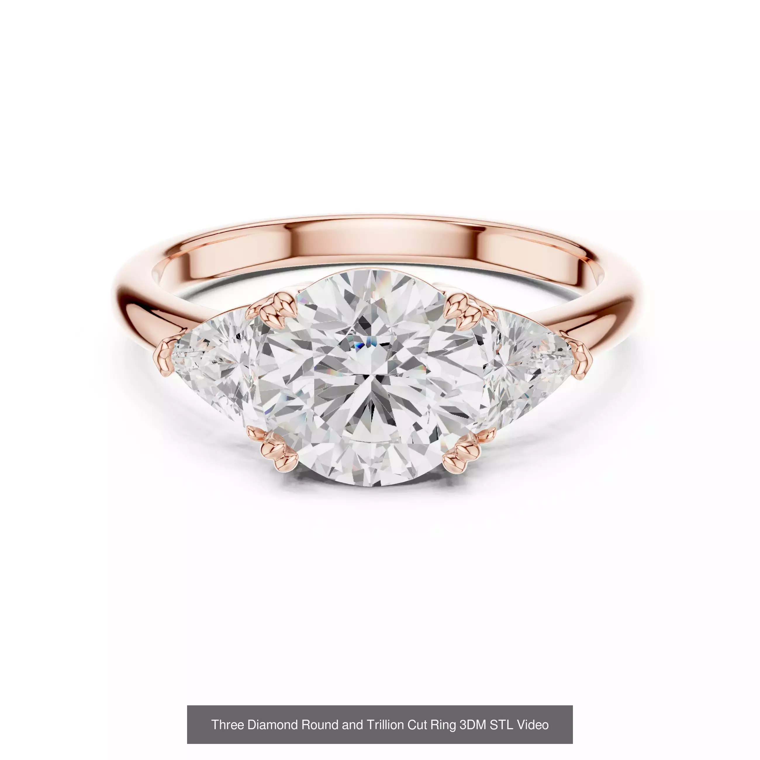 185 Three Stone Rings 3DM STL OBJ FBX 3 Color Render Video 3D Model Collection_157