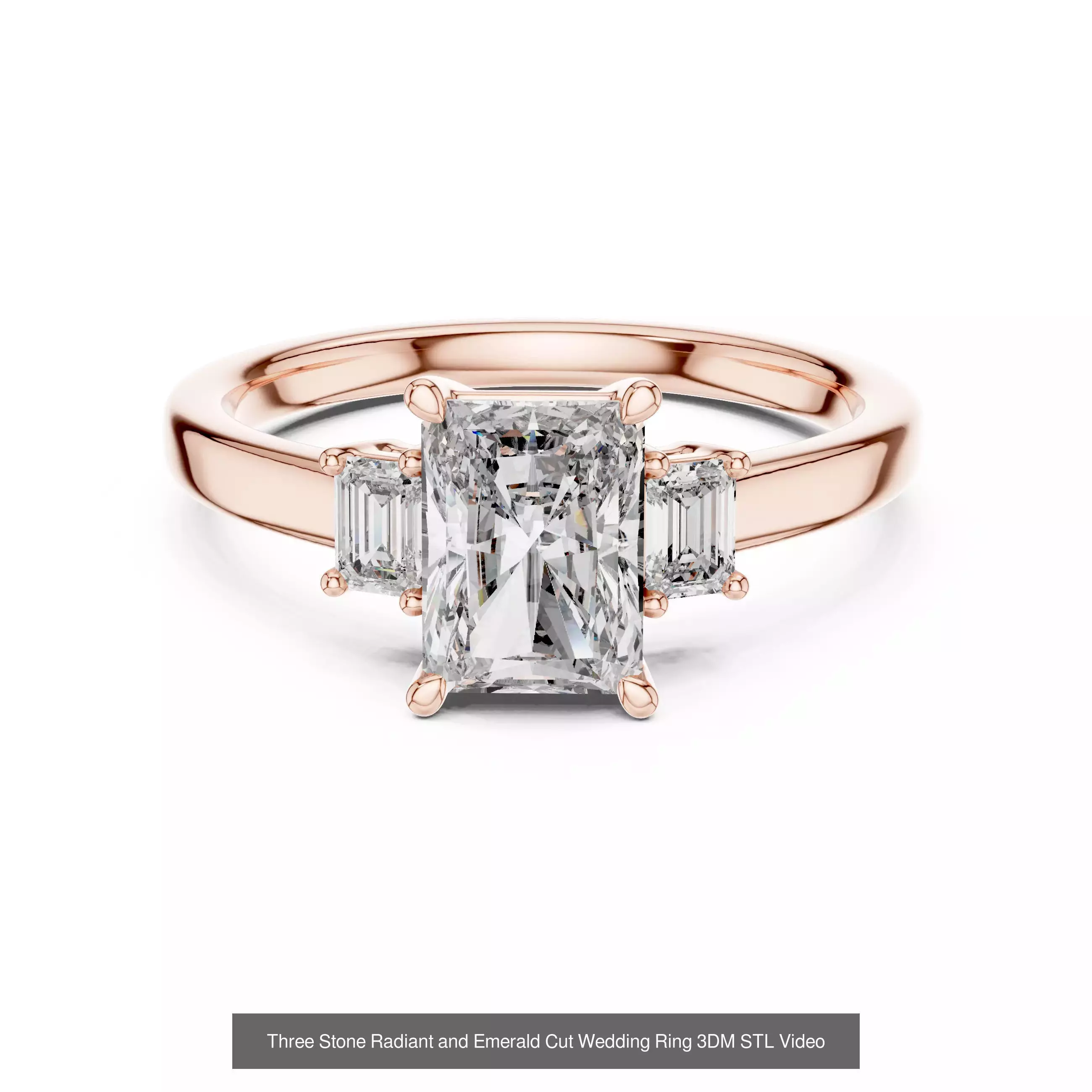 185 Three Stone Rings 3DM STL OBJ FBX 3 Color Render Video 3D Model Collection_202