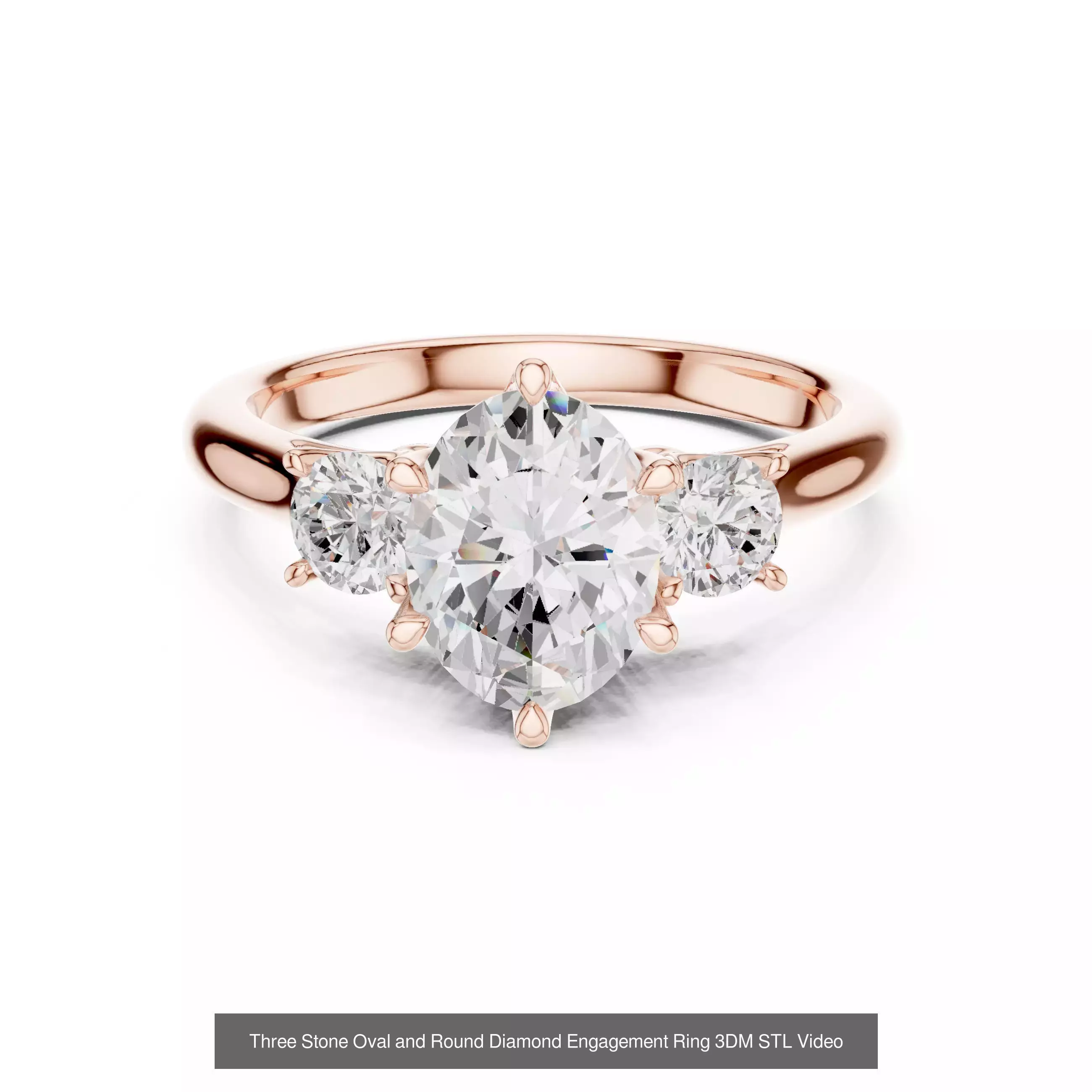 185 Three Stone Rings 3DM STL OBJ FBX 3 Color Render Video 3D Model Collection_174