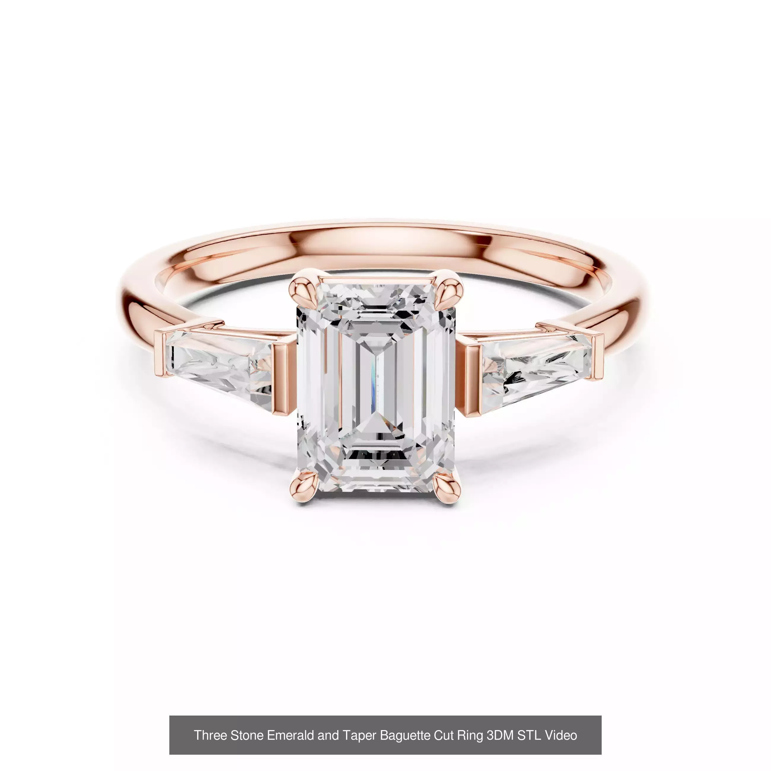 185 Three Stone Rings 3DM STL OBJ FBX 3 Color Render Video 3D Model Collection_166