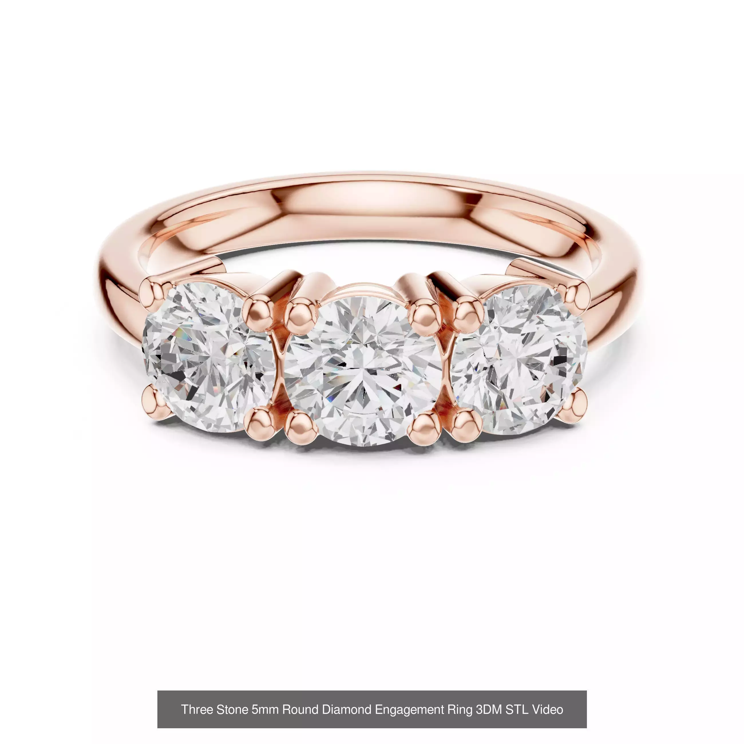 185 Three Stone Rings 3DM STL OBJ FBX 3 Color Render Video 3D Model Collection_110