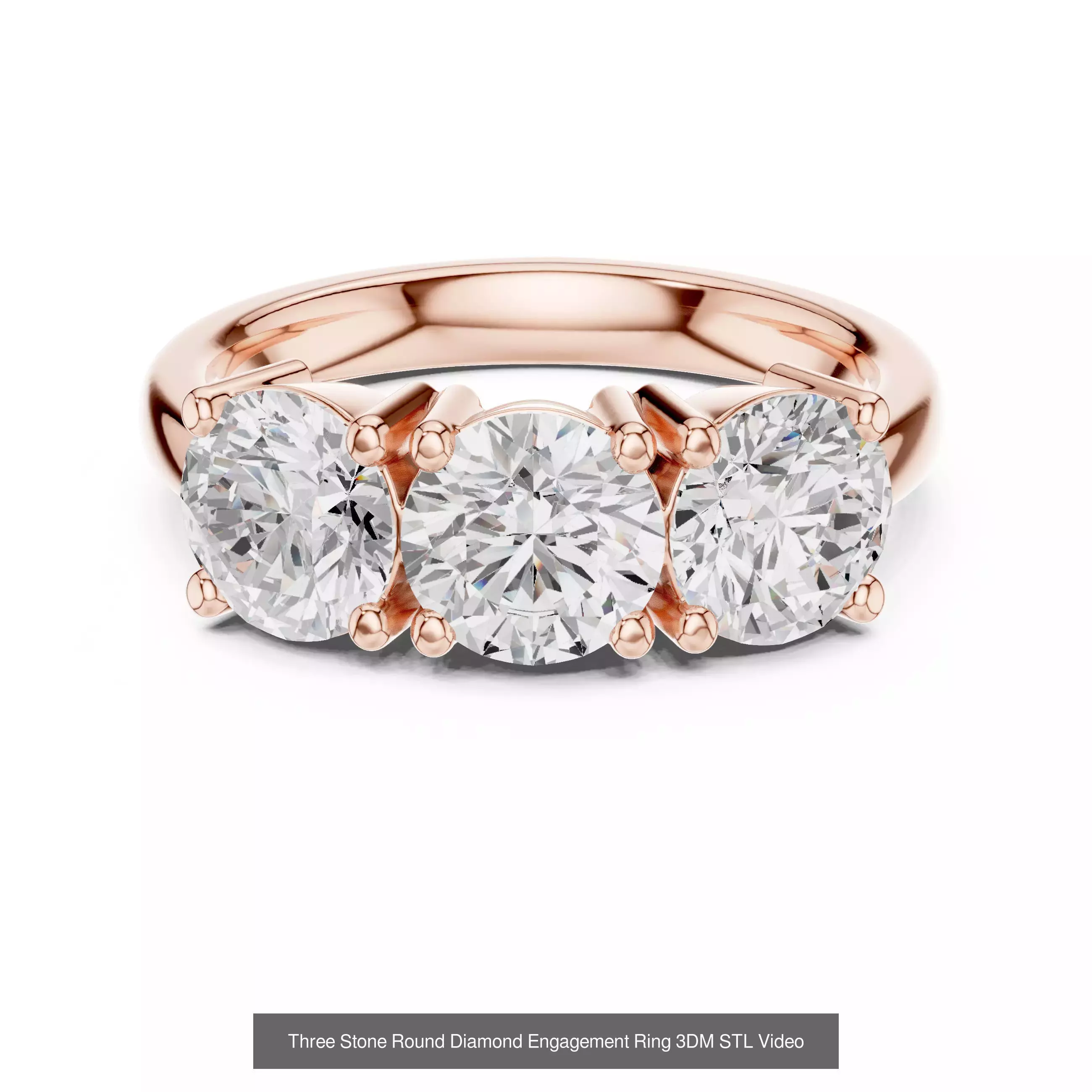 185 Three Stone Rings 3DM STL OBJ FBX 3 Color Render Video 3D Model Collection_111