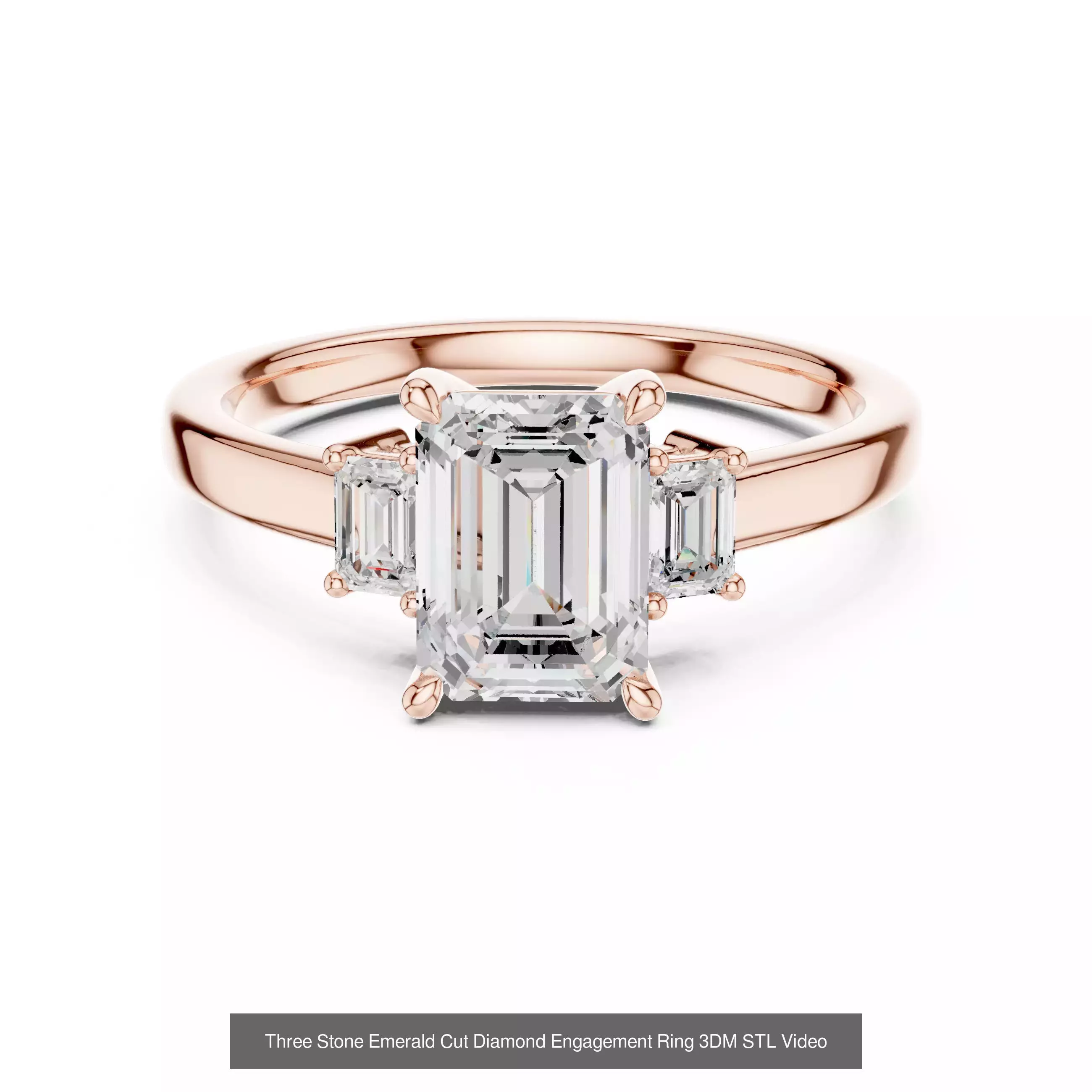 185 Three Stone Rings 3DM STL OBJ FBX 3 Color Render Video 3D Model Collection_120