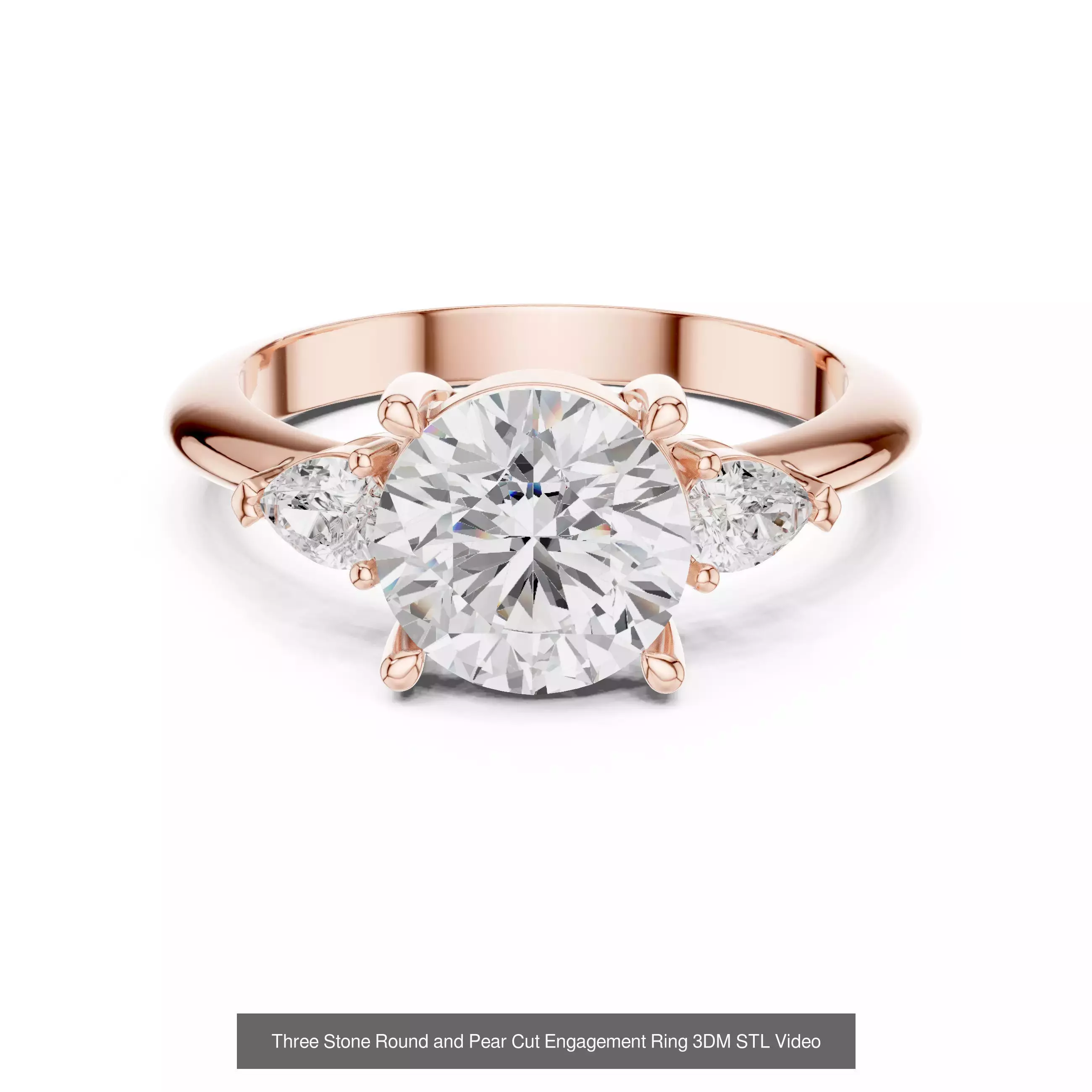 185 Three Stone Rings 3DM STL OBJ FBX 3 Color Render Video 3D Model Collection_47