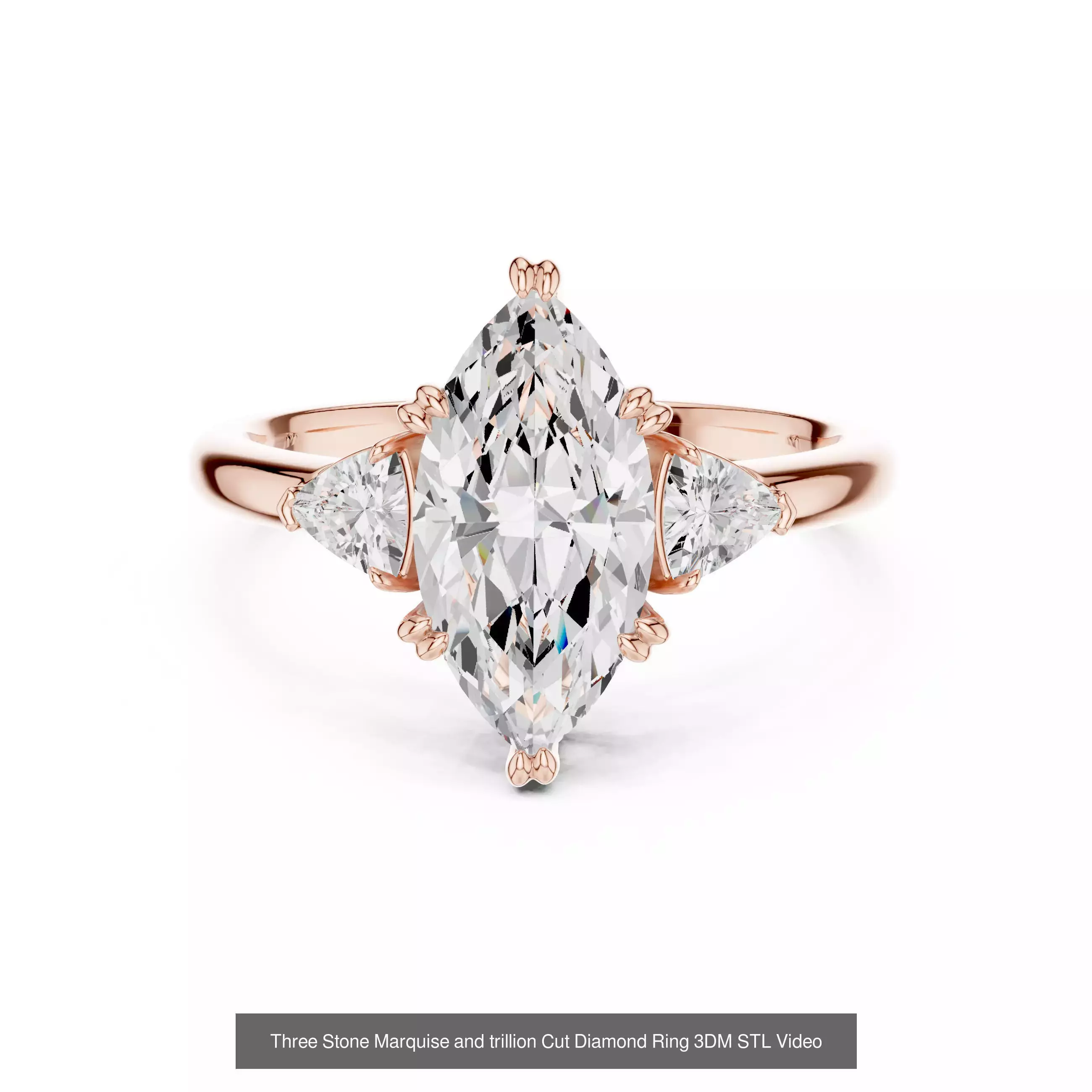 185 Three Stone Rings 3DM STL OBJ FBX 3 Color Render Video 3D Model Collection_144