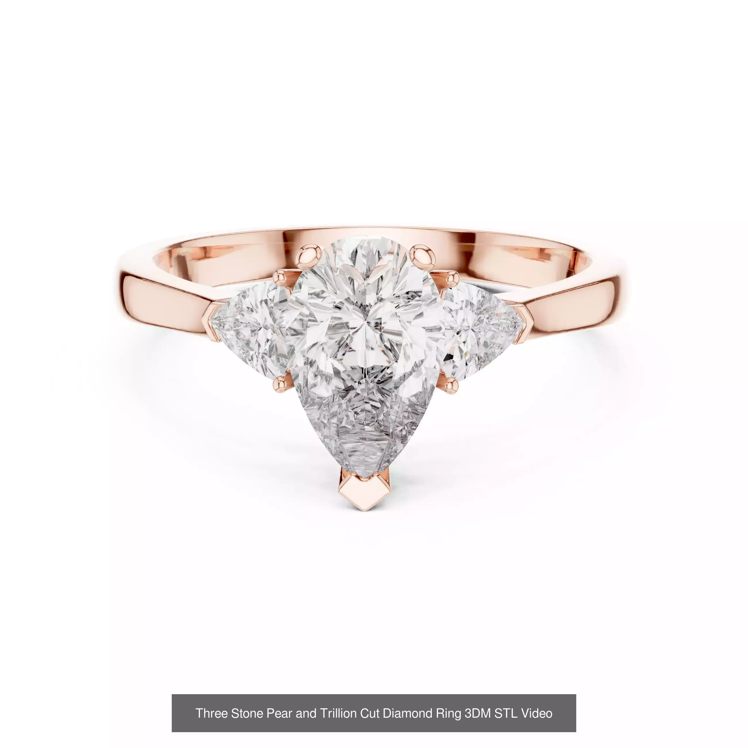 185 Three Stone Rings 3DM STL OBJ FBX 3 Color Render Video 3D Model Collection_79