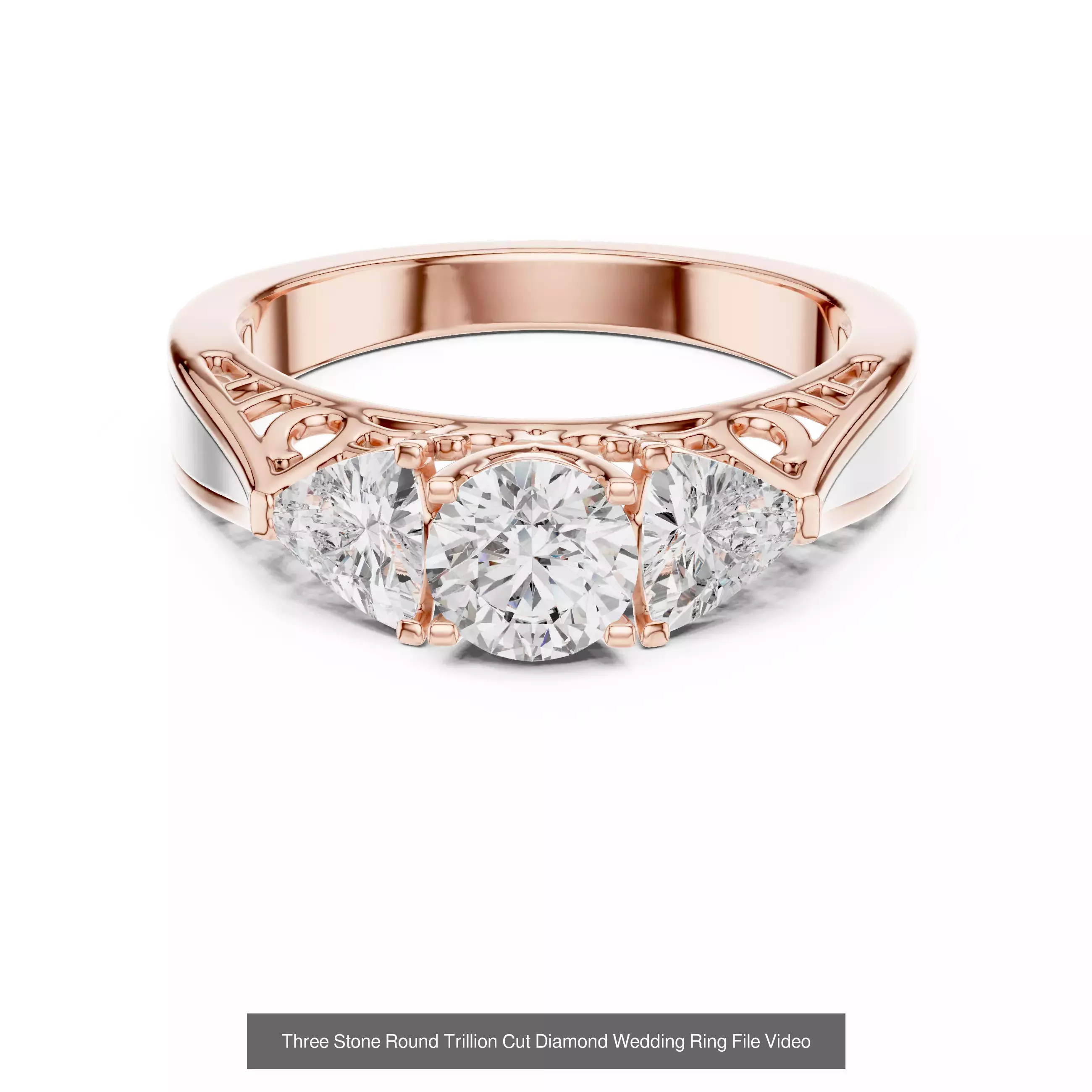 185 Three Stone Rings 3DM STL OBJ FBX 3 Color Render Video 3D Model Collection_191