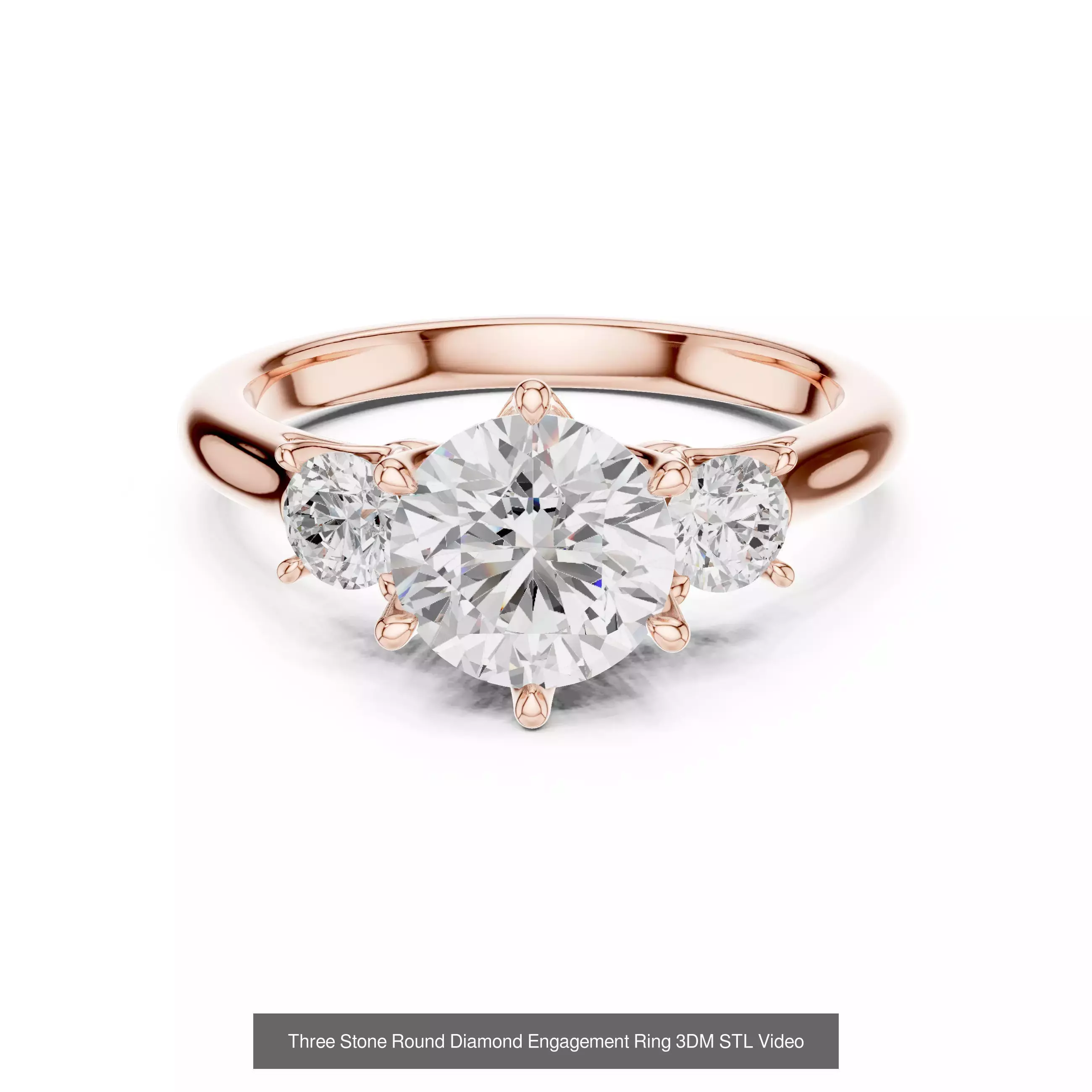 185 Three Stone Rings 3DM STL OBJ FBX 3 Color Render Video 3D Model Collection_135