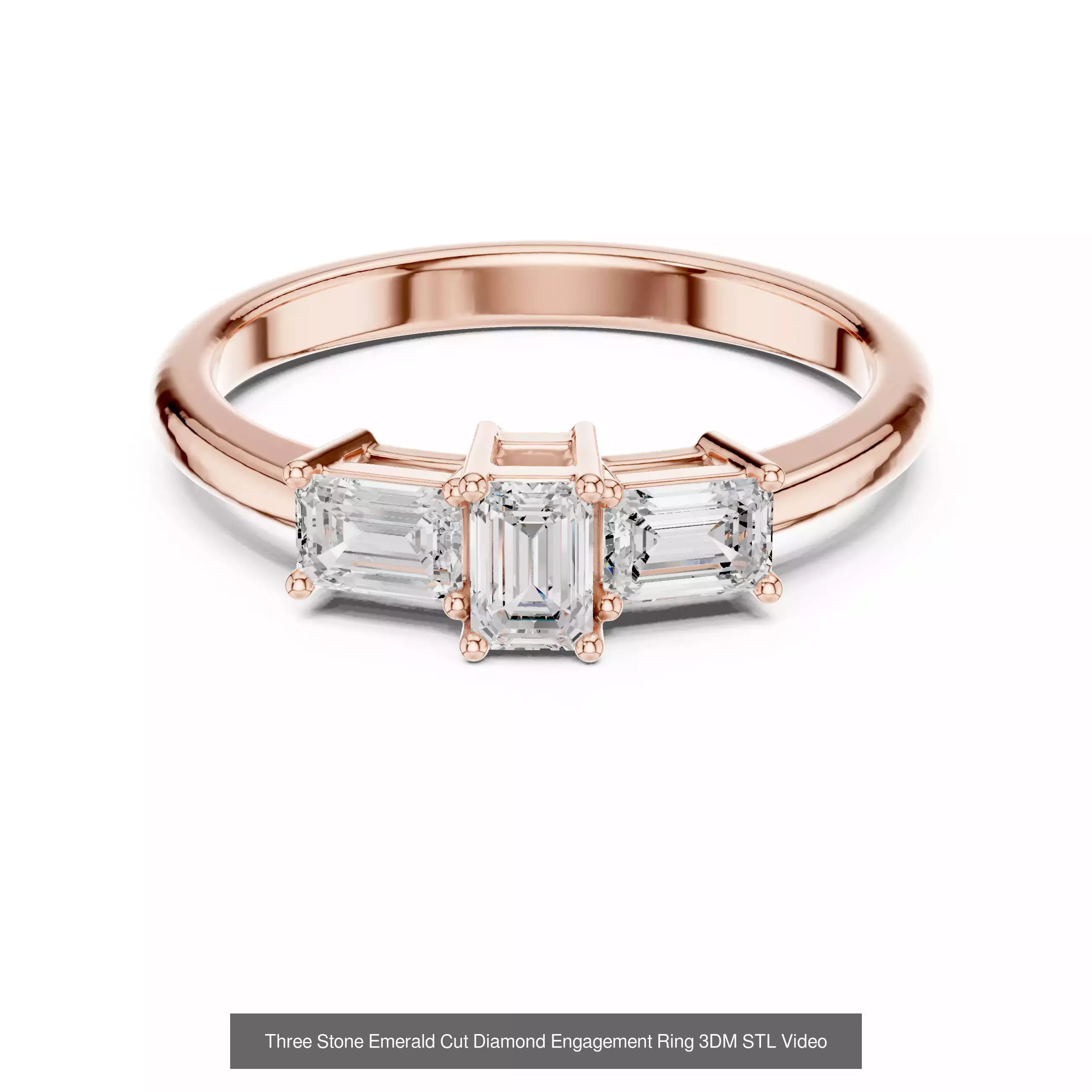 185 Three Stone Rings 3DM STL OBJ FBX 3 Color Render Video 3D Model Collection_105