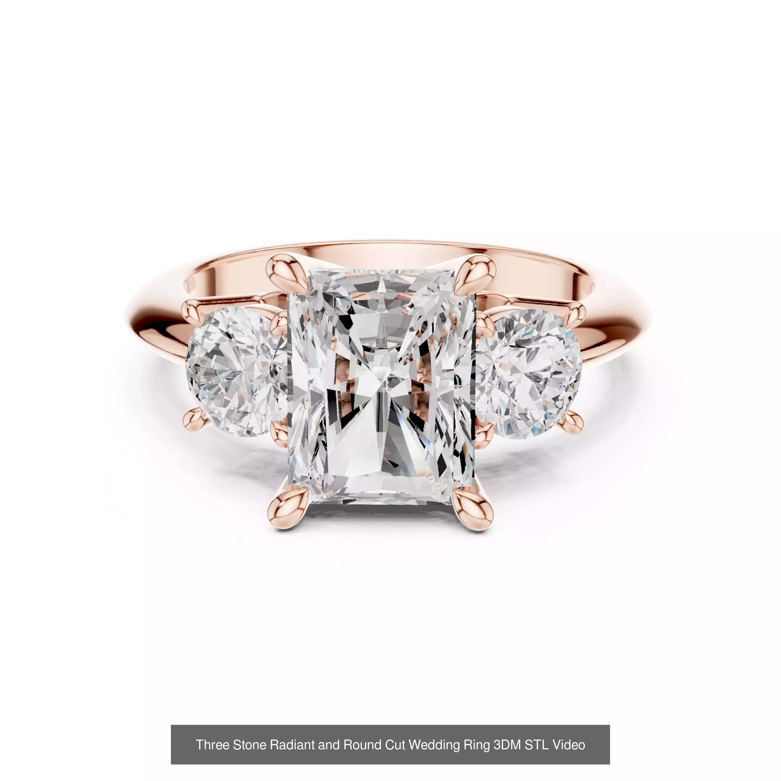 185 Three Stone Rings 3DM STL OBJ FBX 3 Color Render Video 3D Model Collection_133