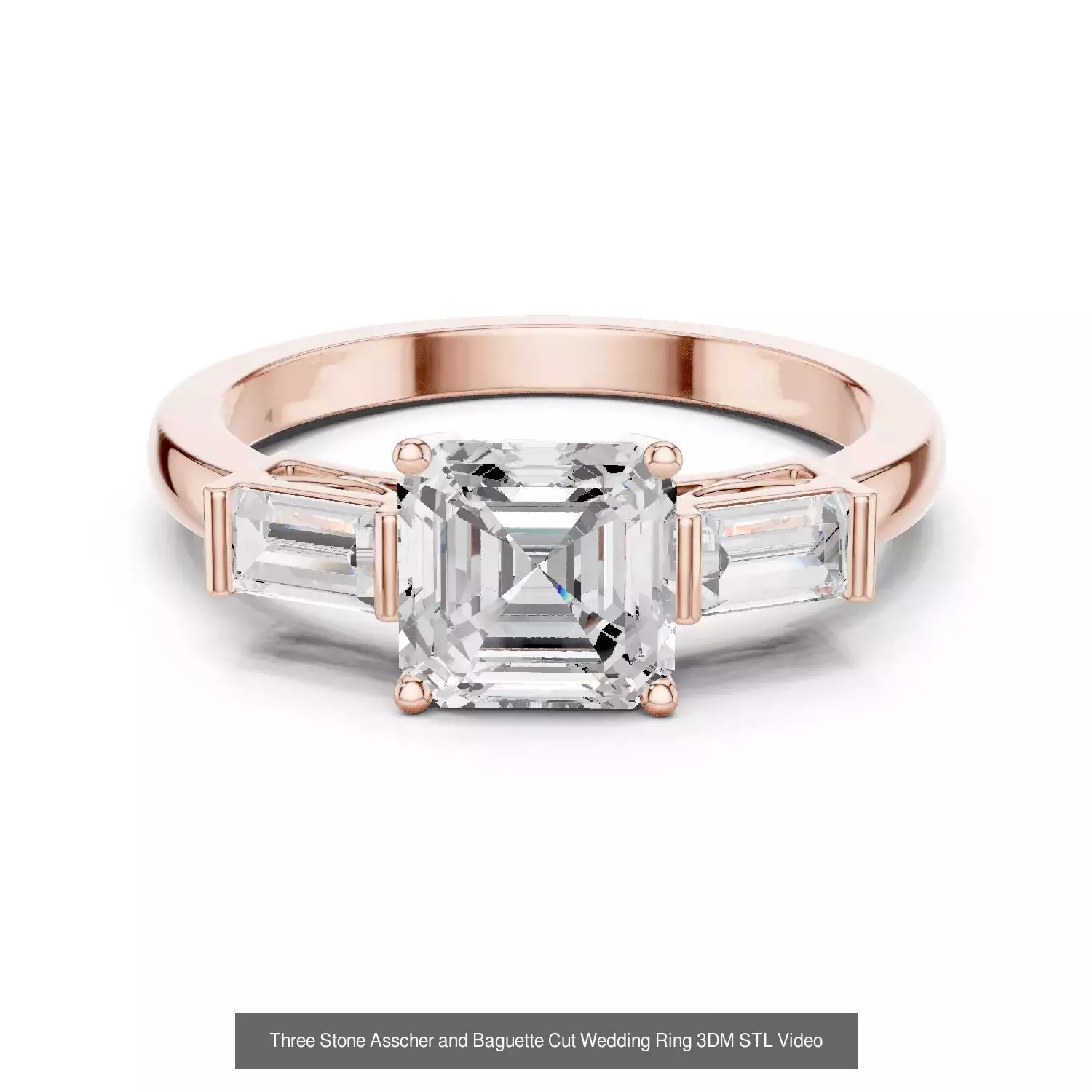 185 Three Stone Rings 3DM STL OBJ FBX 3 Color Render Video 3D Model Collection_36