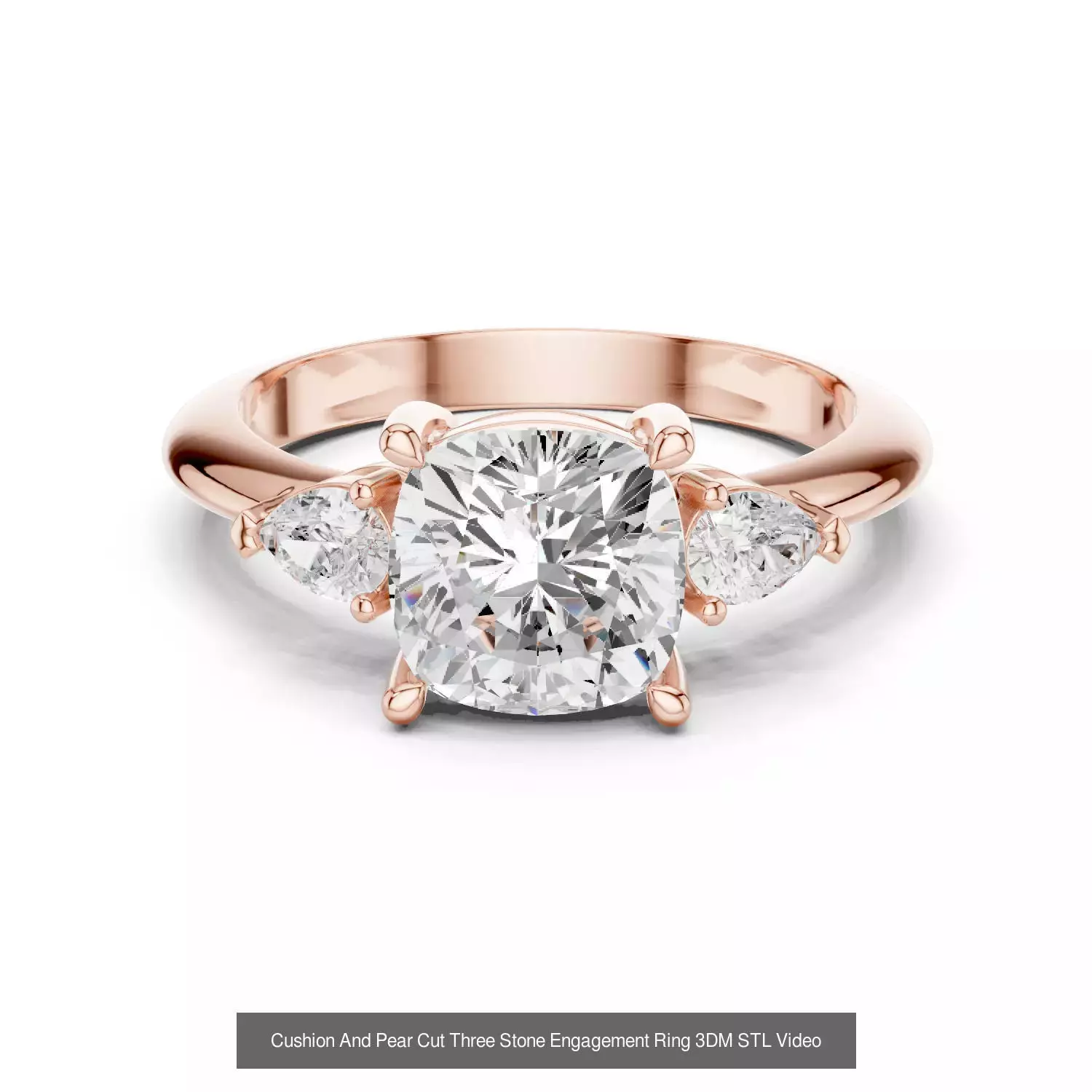 185 Three Stone Rings 3DM STL OBJ FBX 3 Color Render Video 3D Model Collection_39