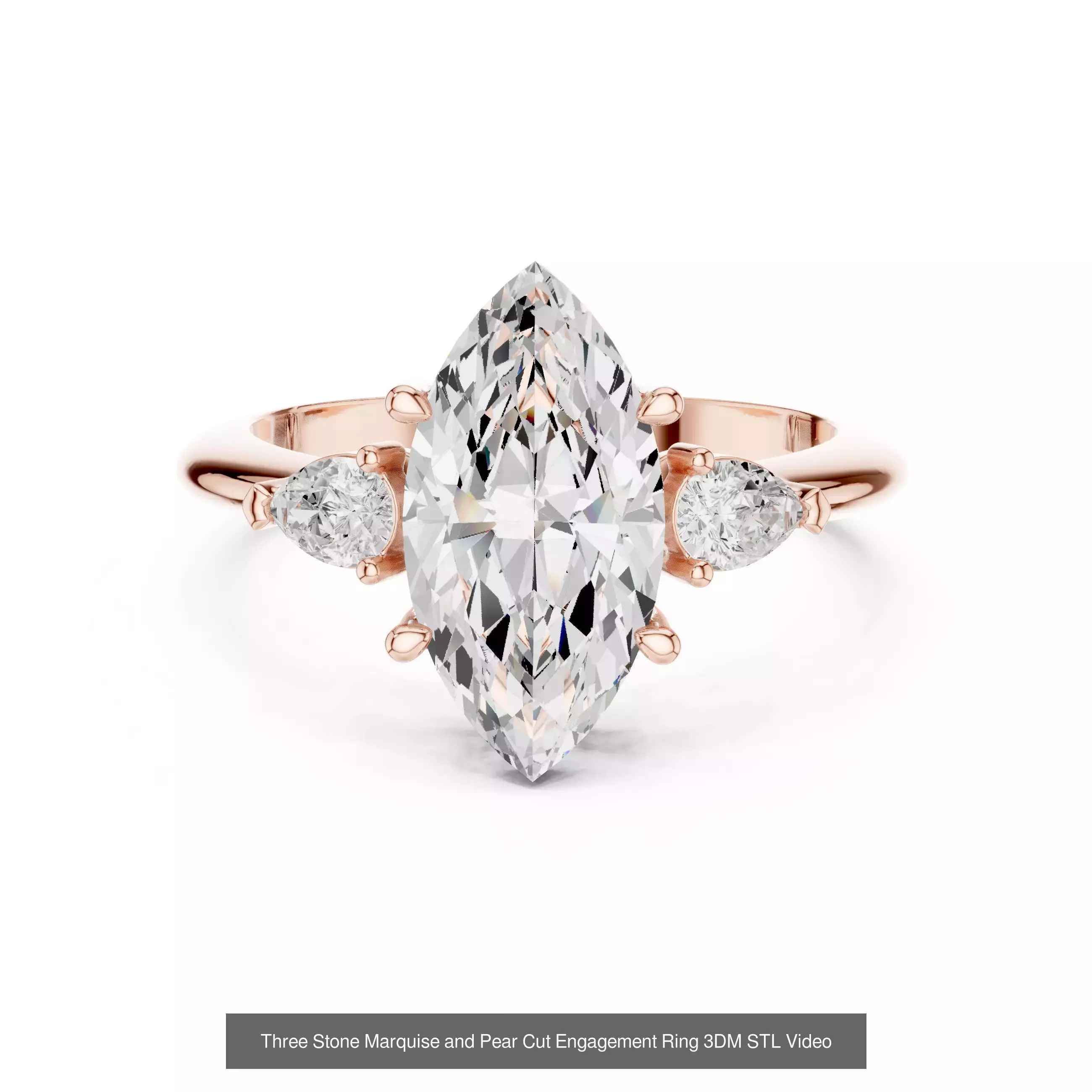 185 Three Stone Rings 3DM STL OBJ FBX 3 Color Render Video 3D Model Collection_42