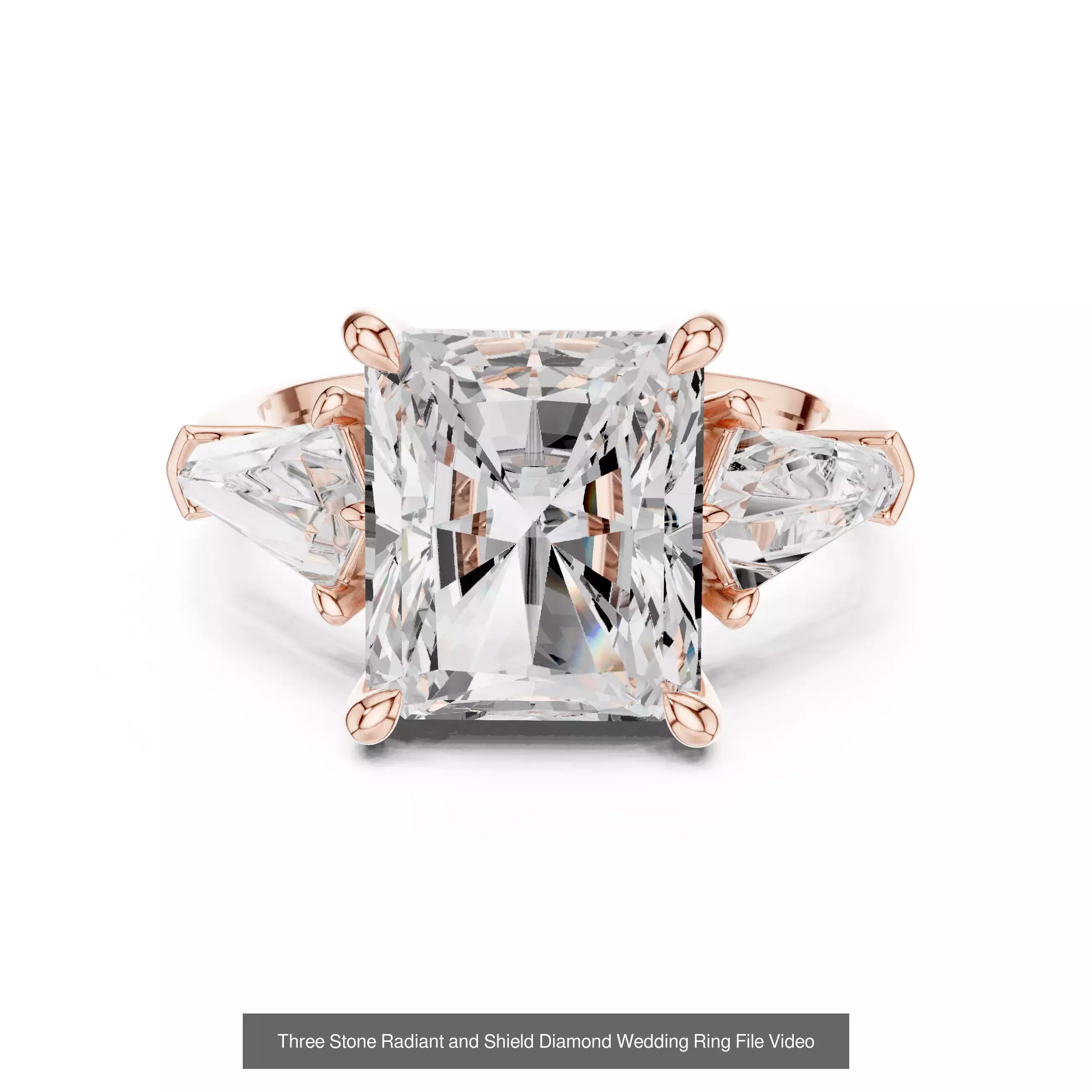 185 Three Stone Rings 3DM STL OBJ FBX 3 Color Render Video 3D Model Collection_102