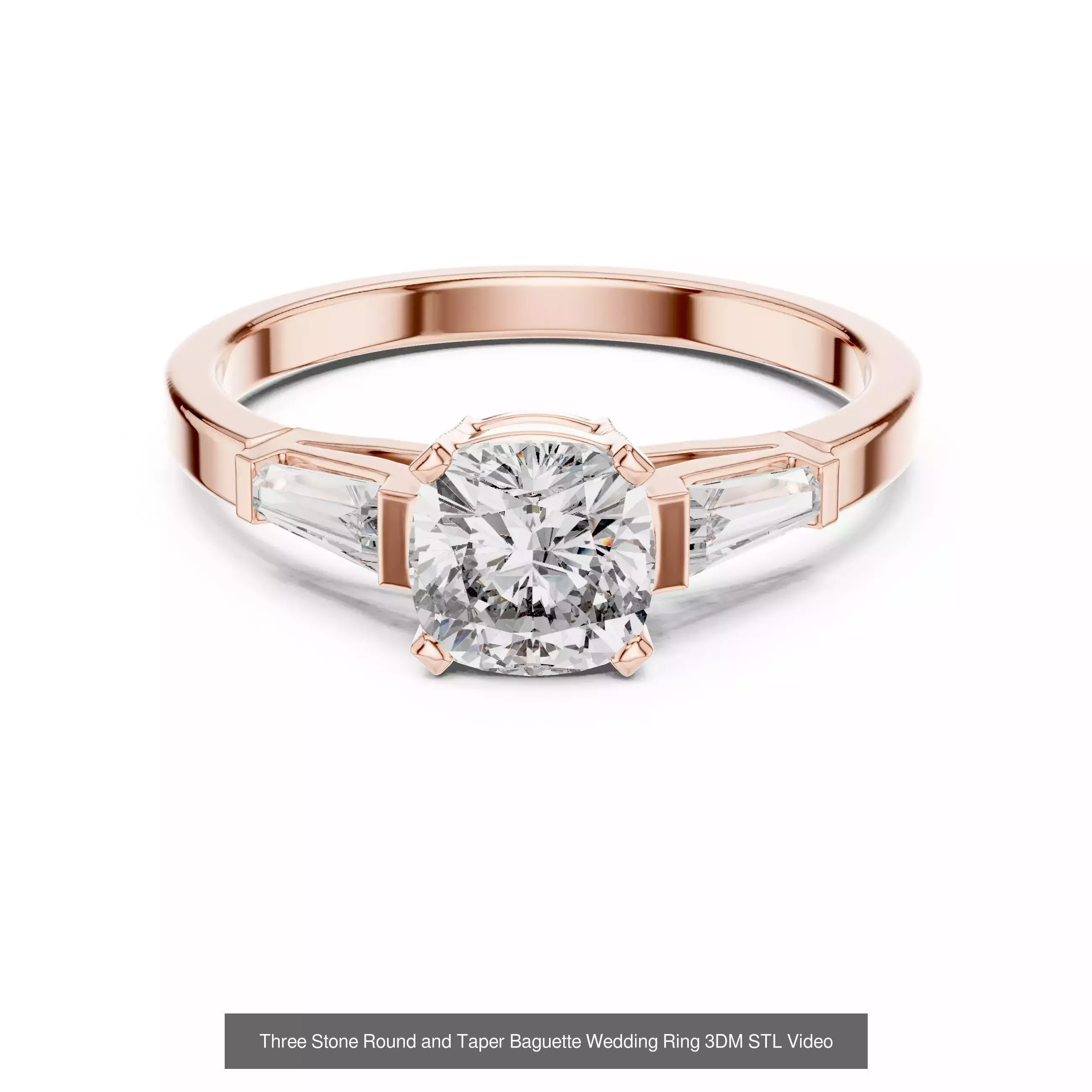 185 Three Stone Rings 3DM STL OBJ FBX 3 Color Render Video 3D Model Collection_70