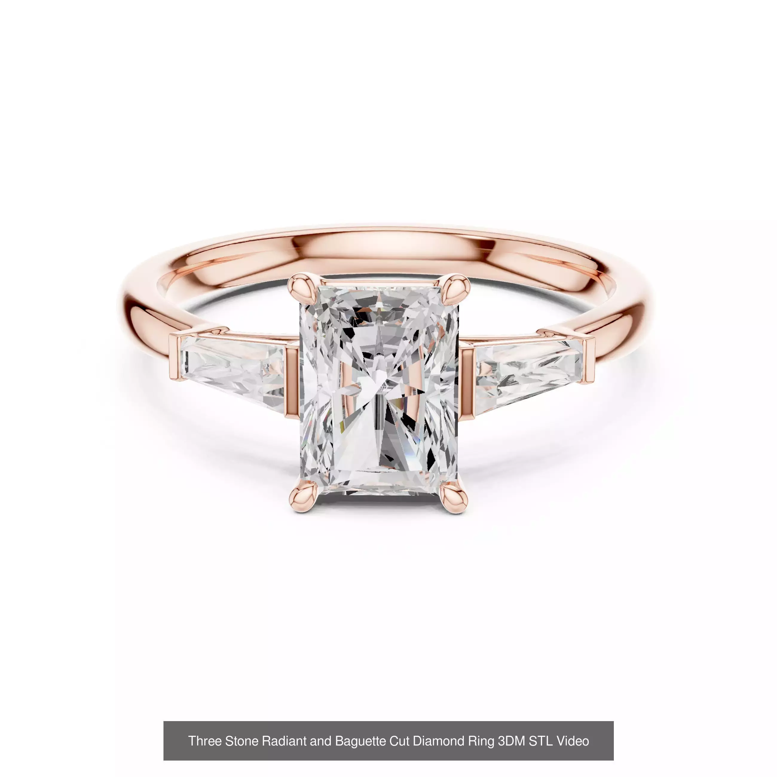 185 Three Stone Rings 3DM STL OBJ FBX 3 Color Render Video 3D Model Collection_138