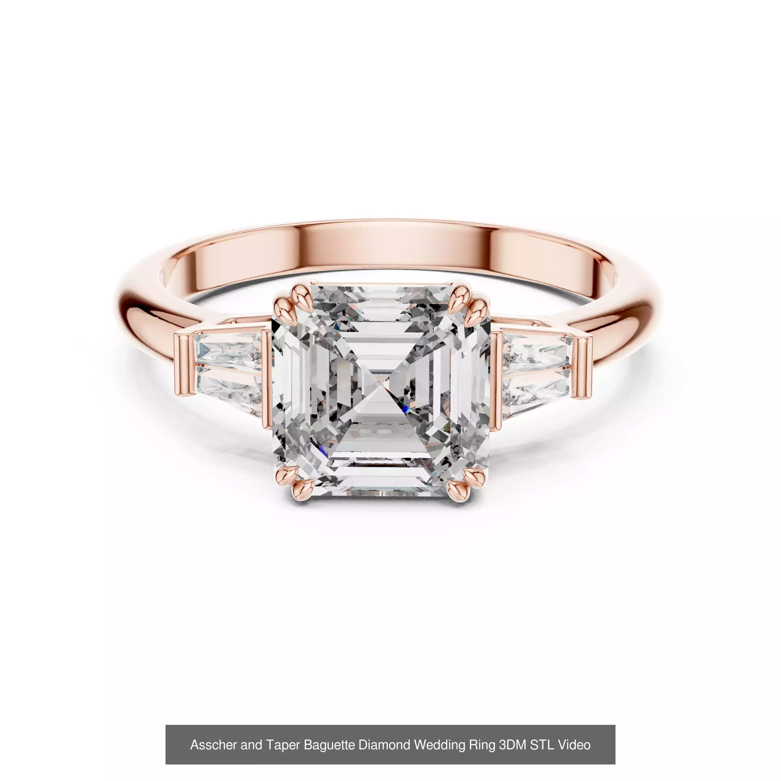 185 Three Stone Rings 3DM STL OBJ FBX 3 Color Render Video 3D Model Collection_197