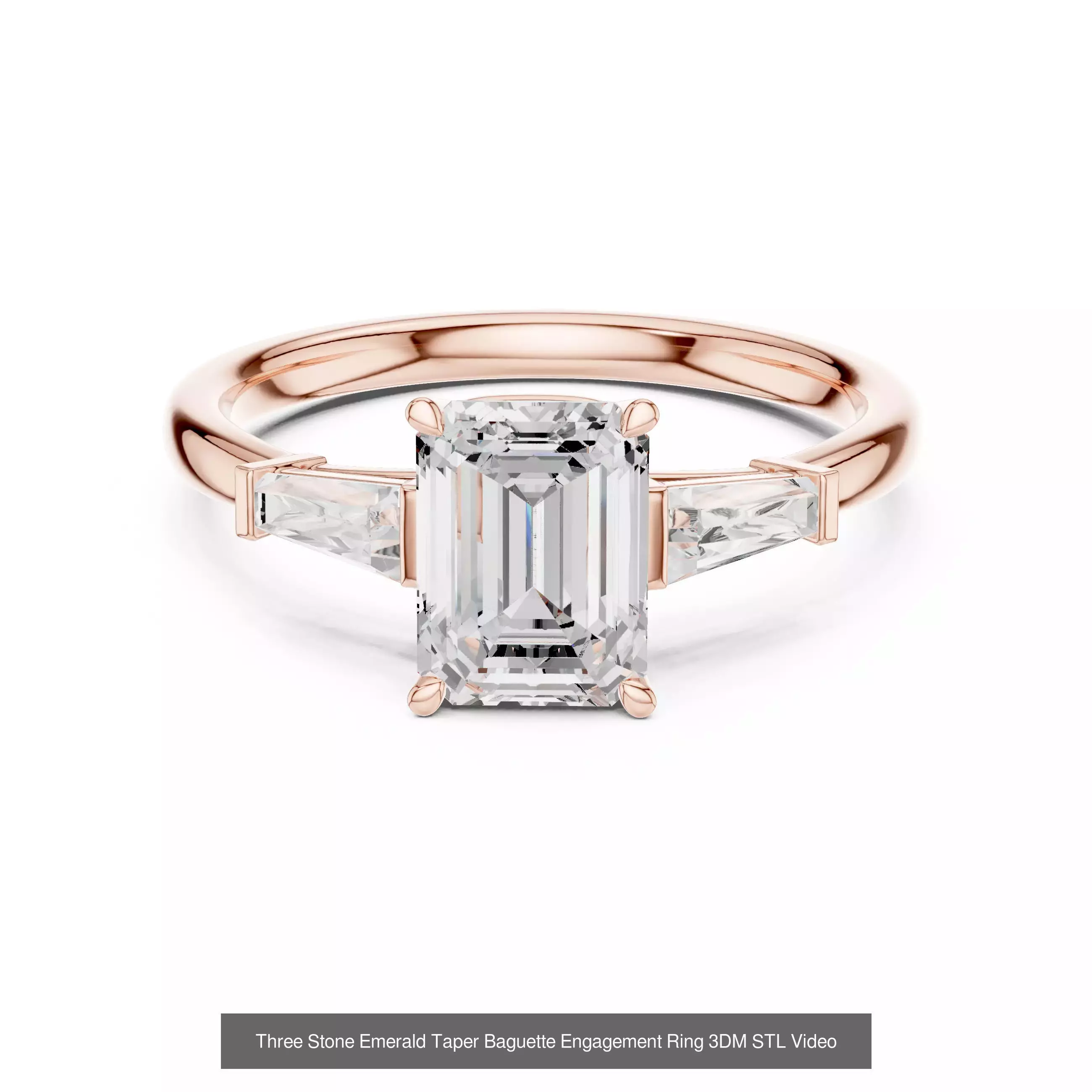 185 Three Stone Rings 3DM STL OBJ FBX 3 Color Render Video 3D Model Collection_184