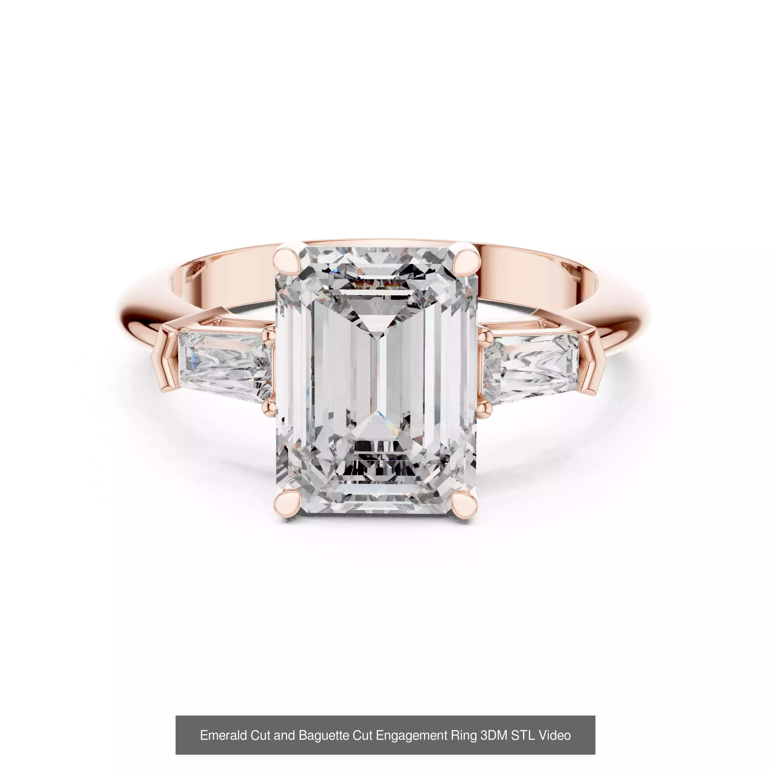 185 Three Stone Rings 3DM STL OBJ FBX 3 Color Render Video 3D Model Collection_104