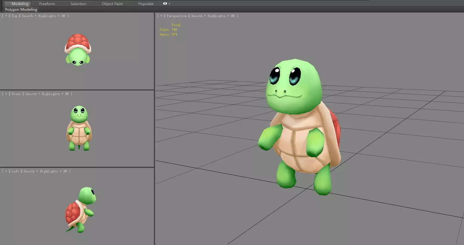 Cartoon baby sea turtle Low-poly 3D model_3