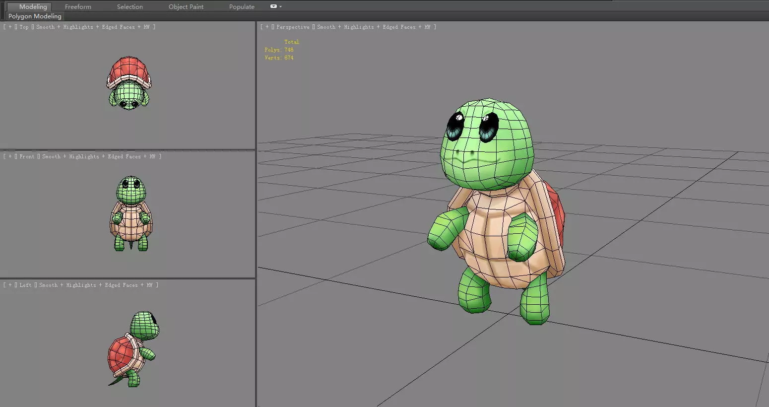 Cartoon baby sea turtle Low-poly 3D model_4