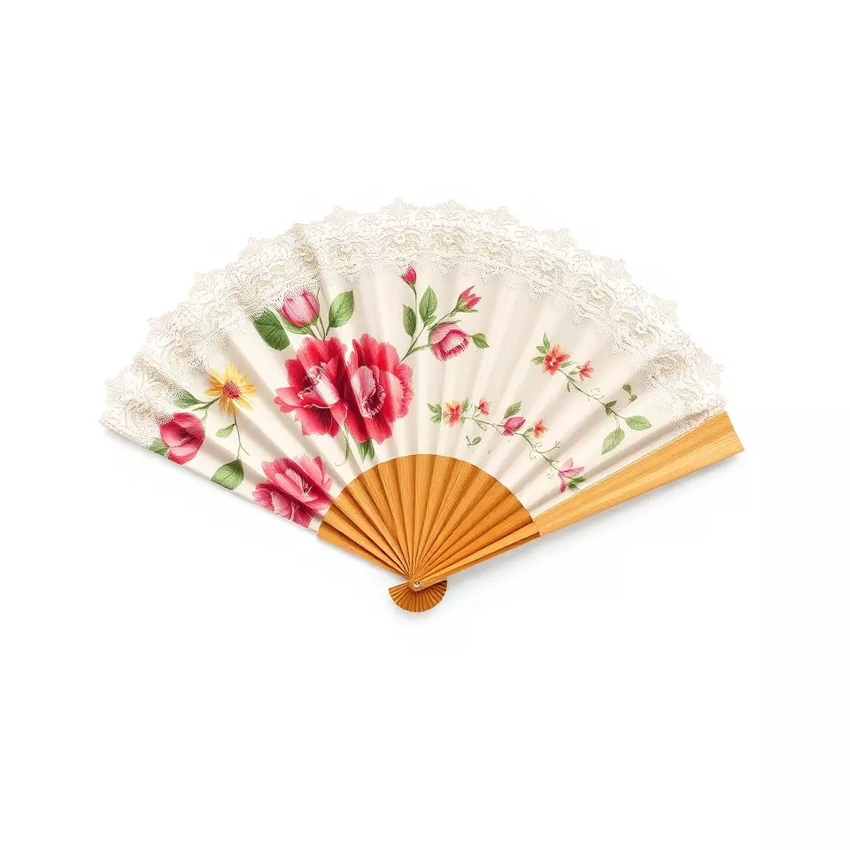 Floral Lace Fan model pack Low-poly 3D model_2