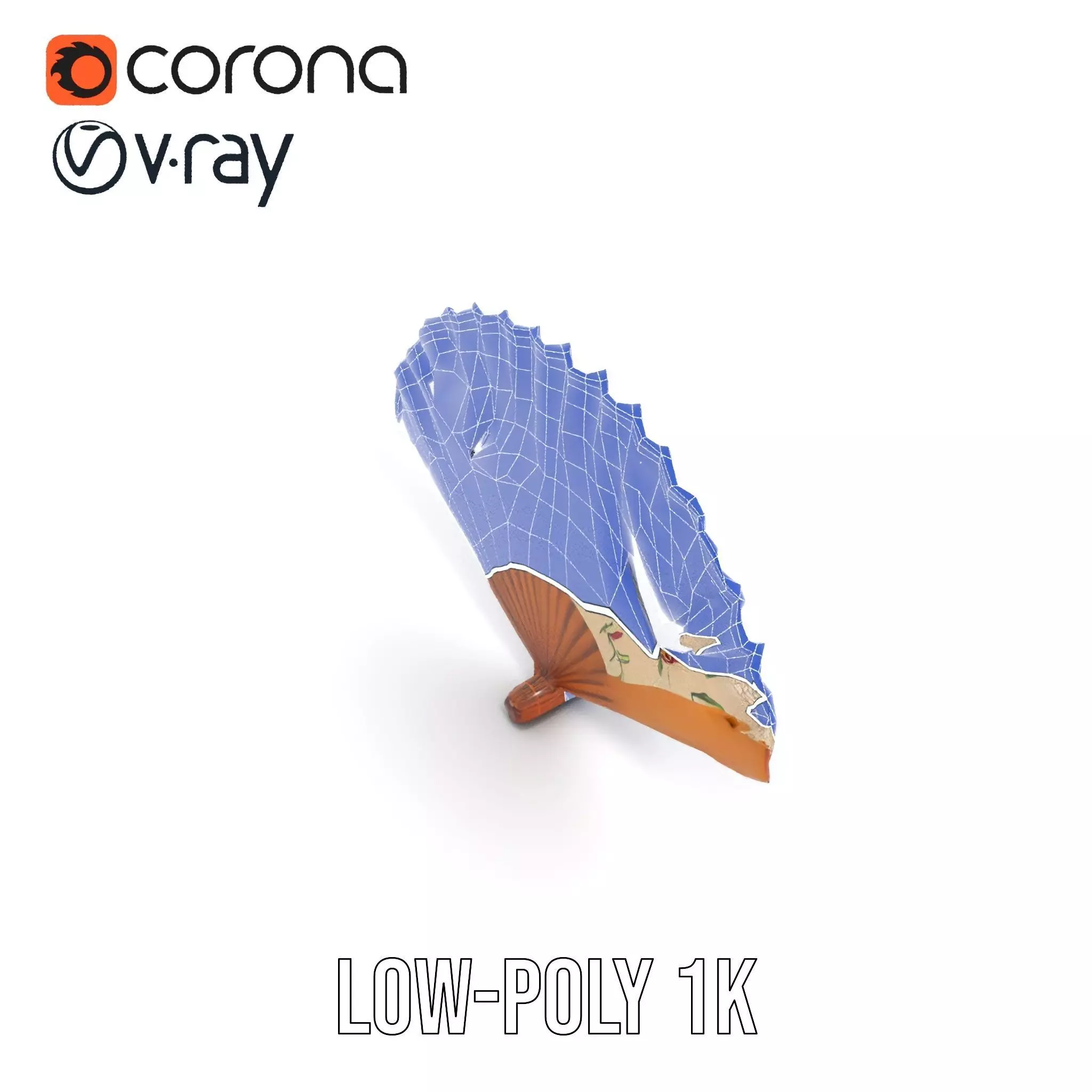 Floral Lace Fan model pack Low-poly 3D model_30