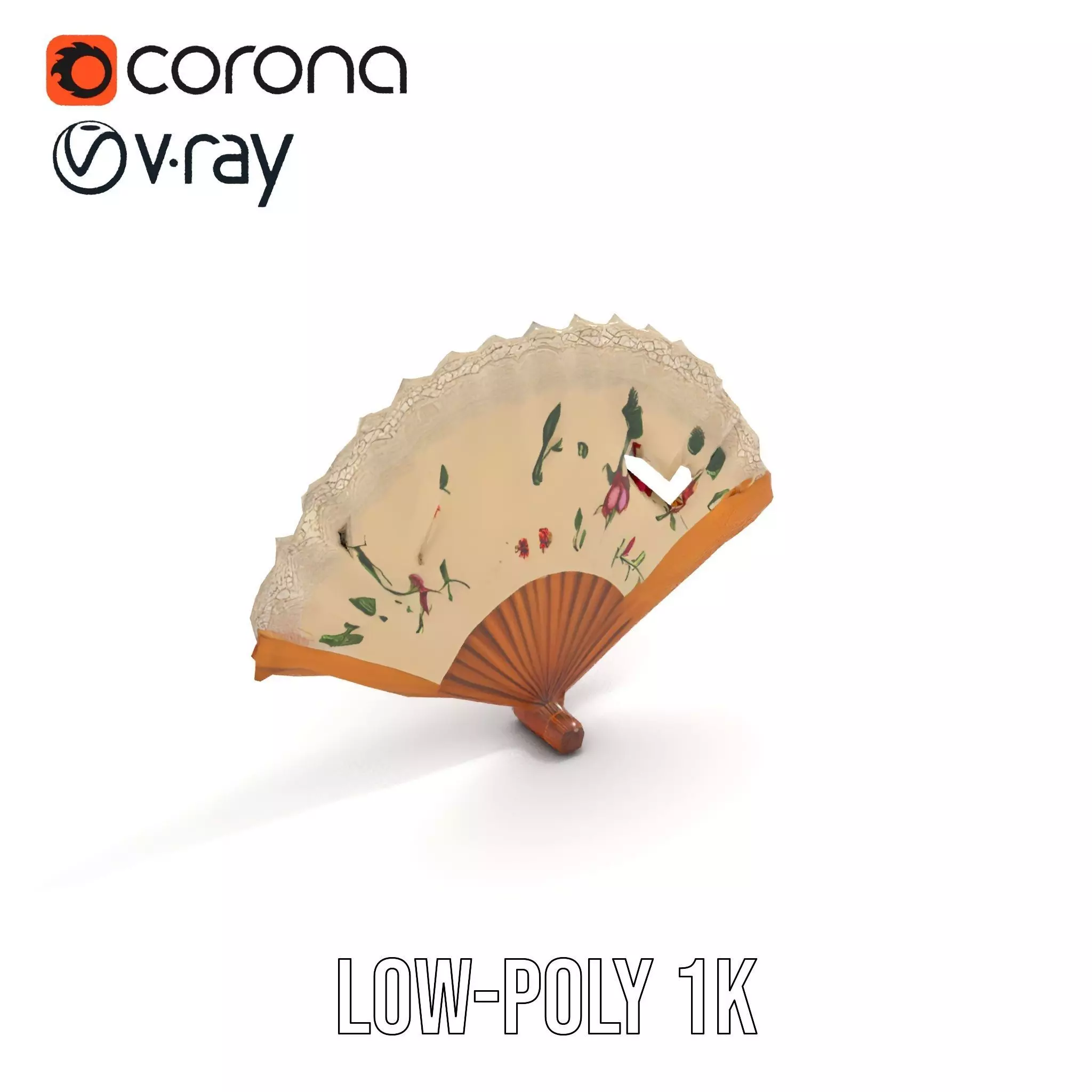 Floral Lace Fan model pack Low-poly 3D model_17