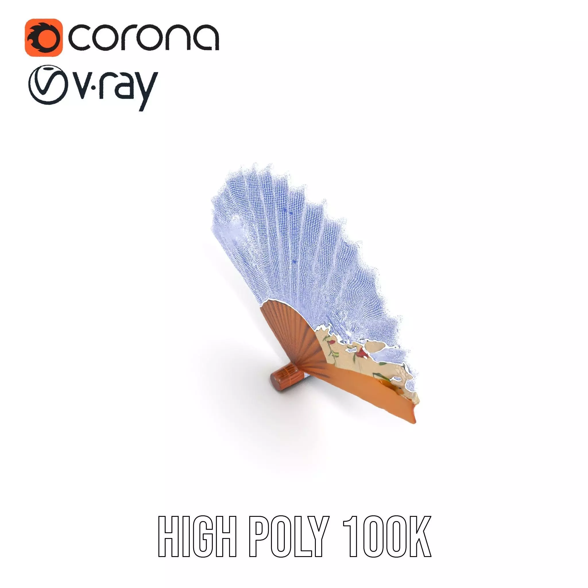 Floral Lace Fan model pack Low-poly 3D model_31