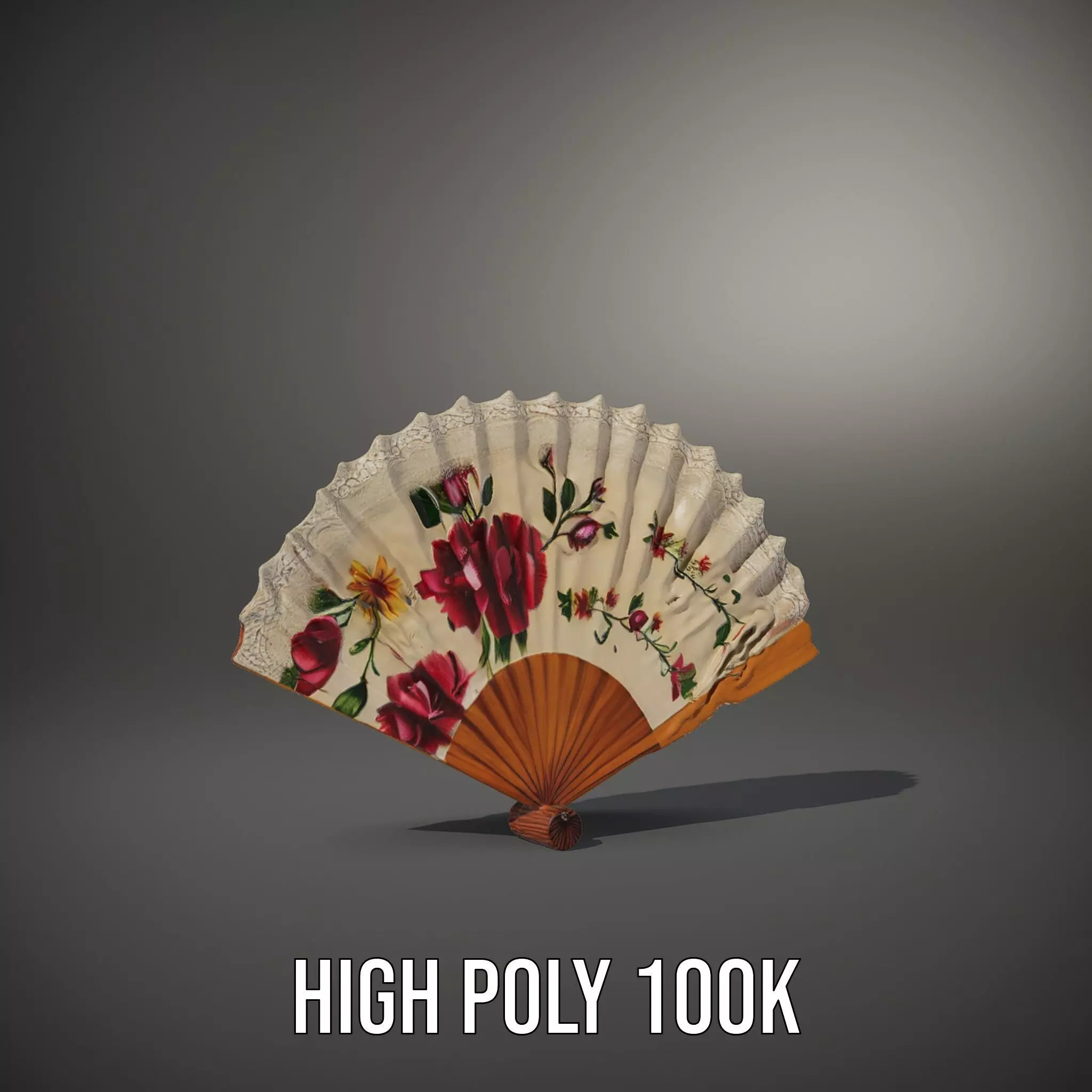 Floral Lace Fan model pack Low-poly 3D model_8