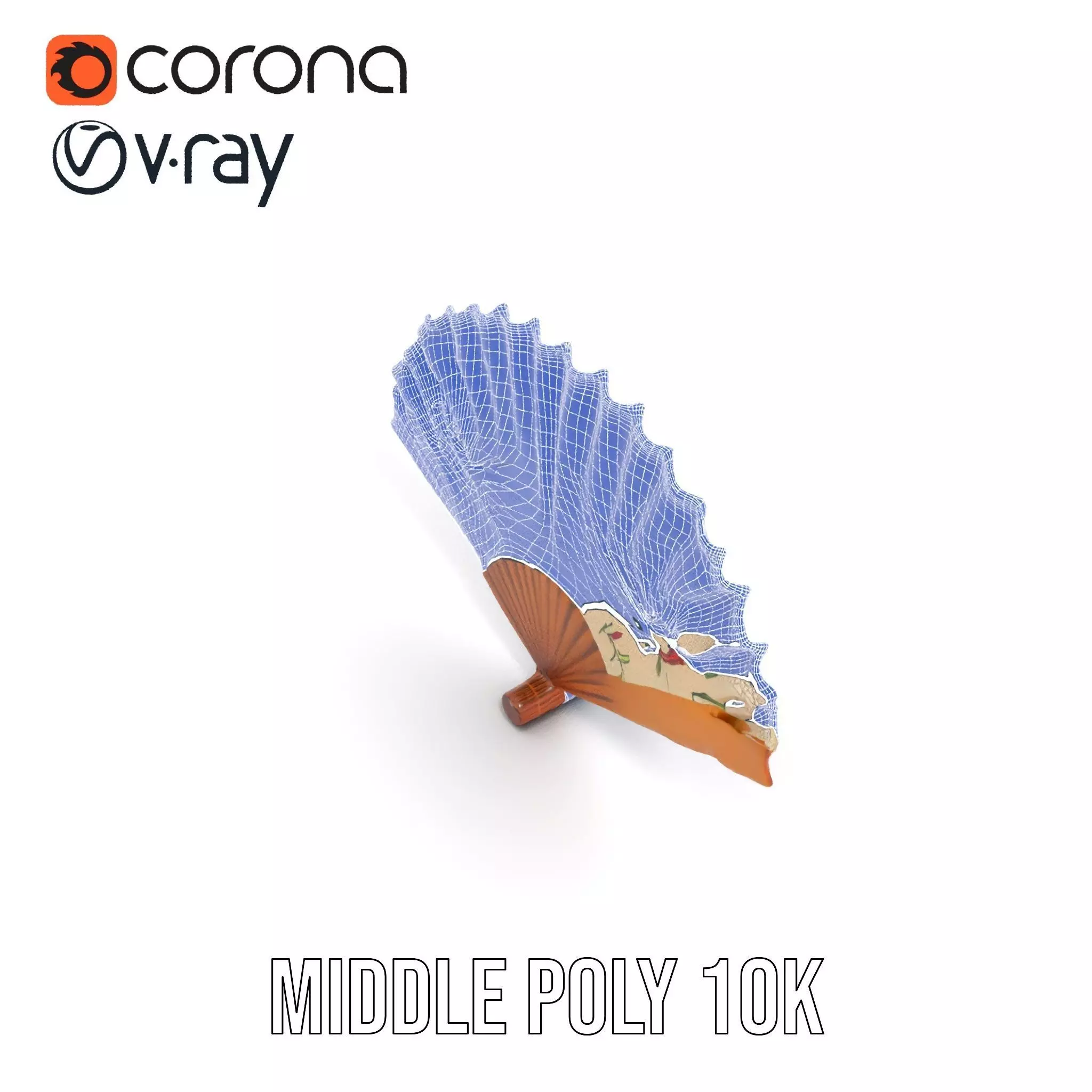 Floral Lace Fan model pack Low-poly 3D model_24