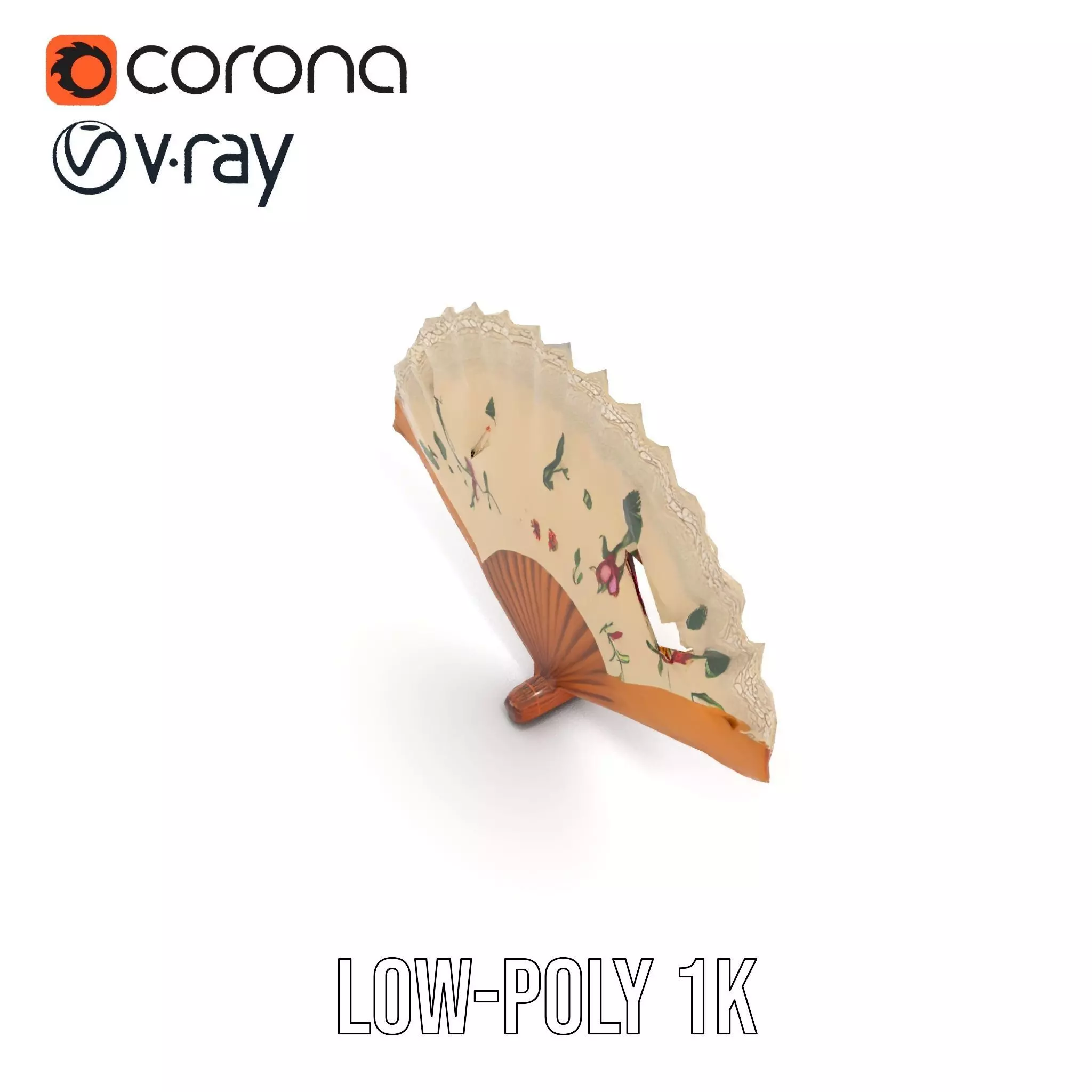 Floral Lace Fan model pack Low-poly 3D model_25