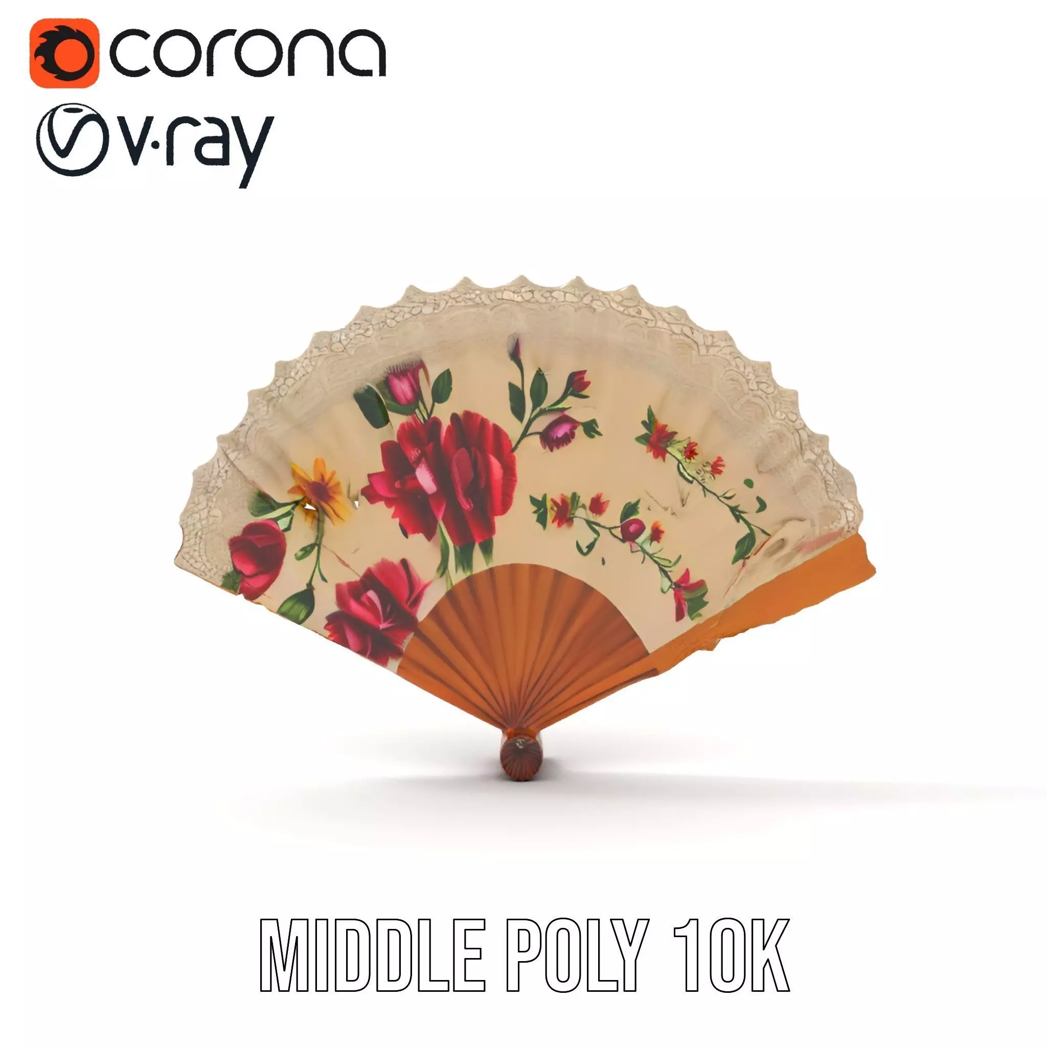 Floral Lace Fan model pack Low-poly 3D model_16