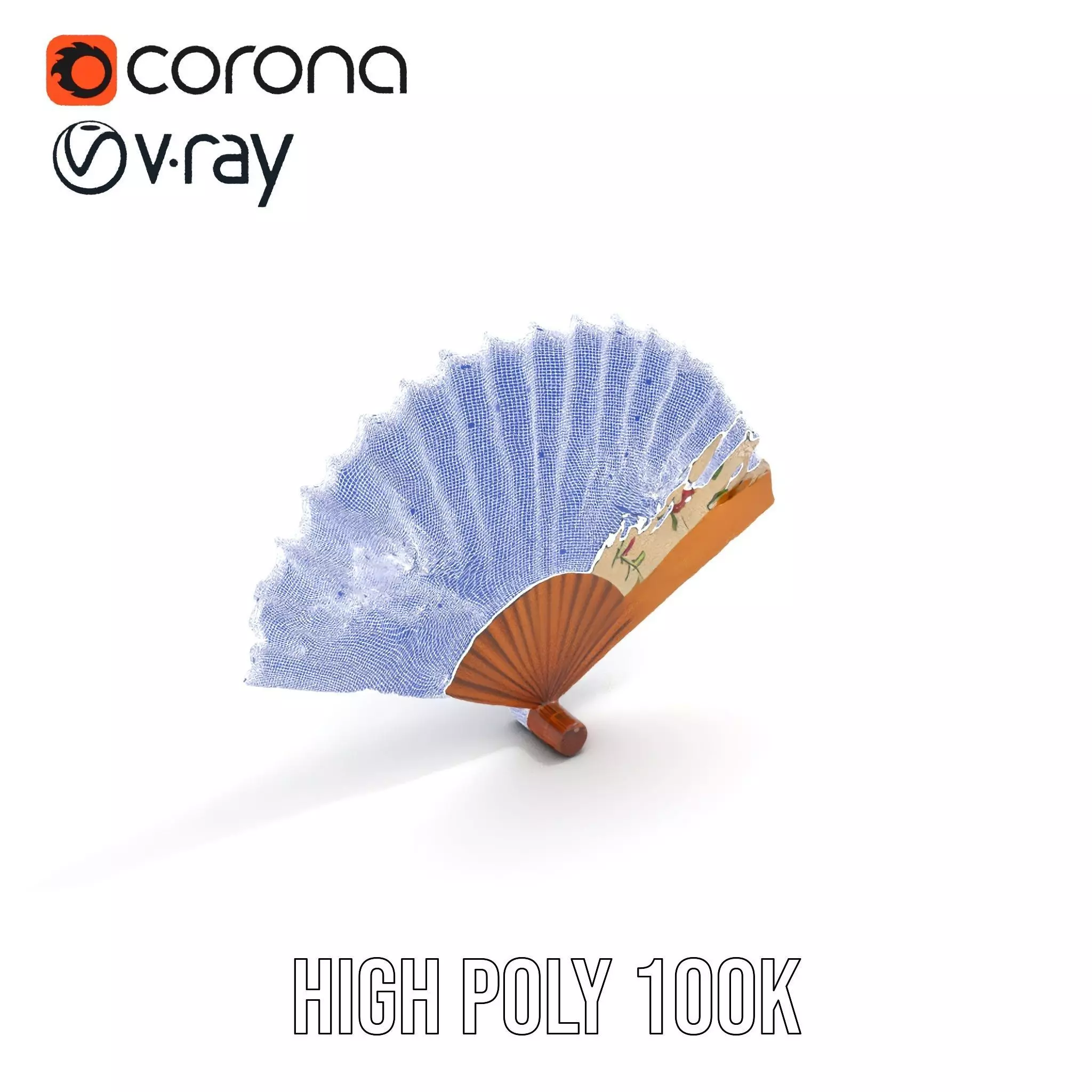 Floral Lace Fan model pack Low-poly 3D model_33