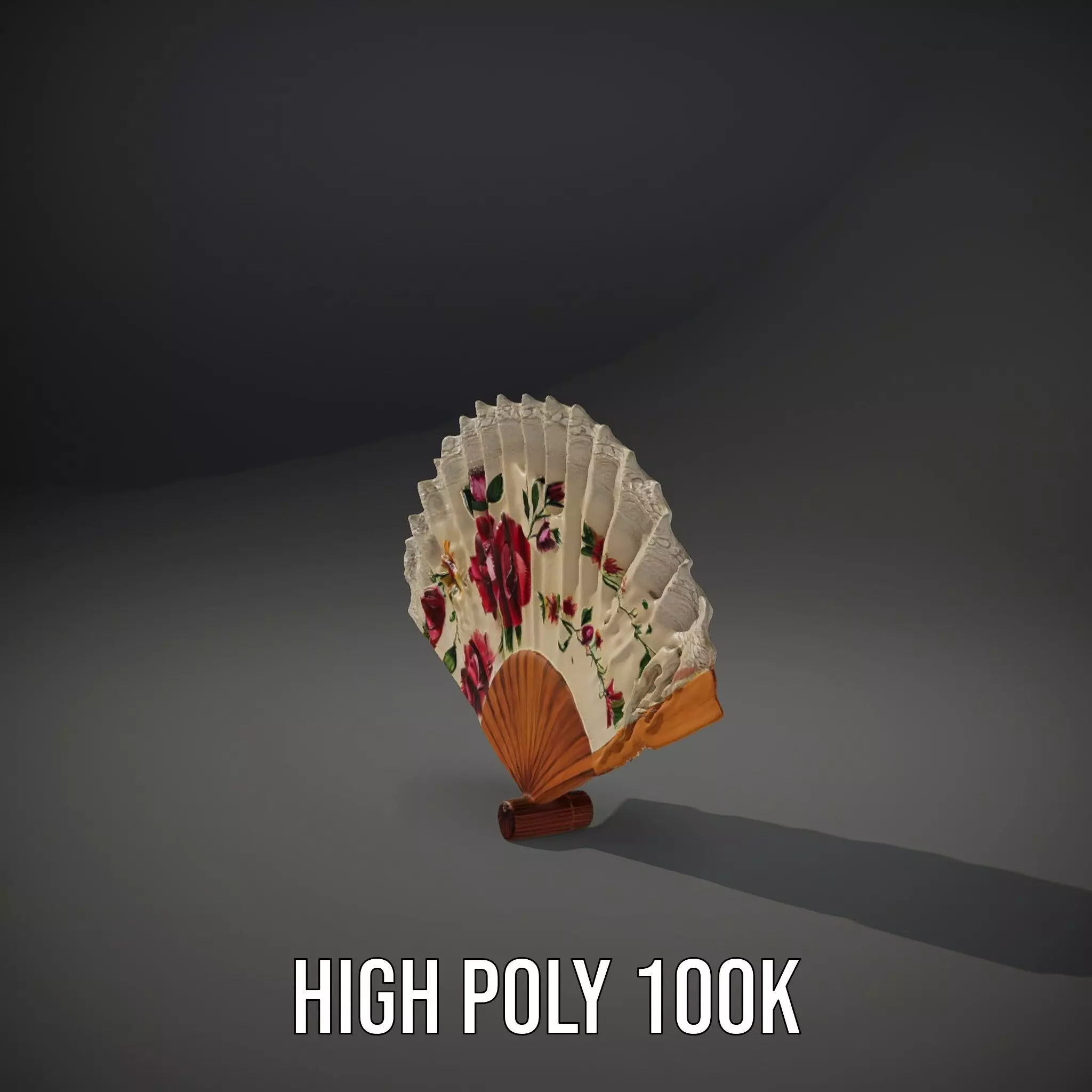 Floral Lace Fan model pack Low-poly 3D model_10