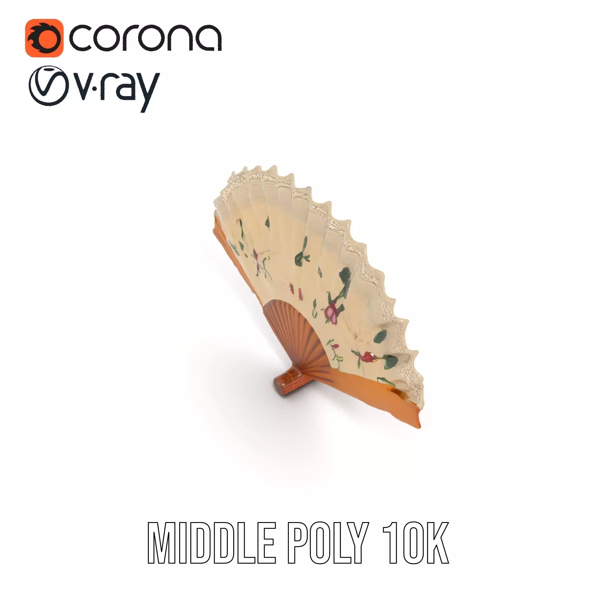 Floral Lace Fan model pack Low-poly 3D model_5