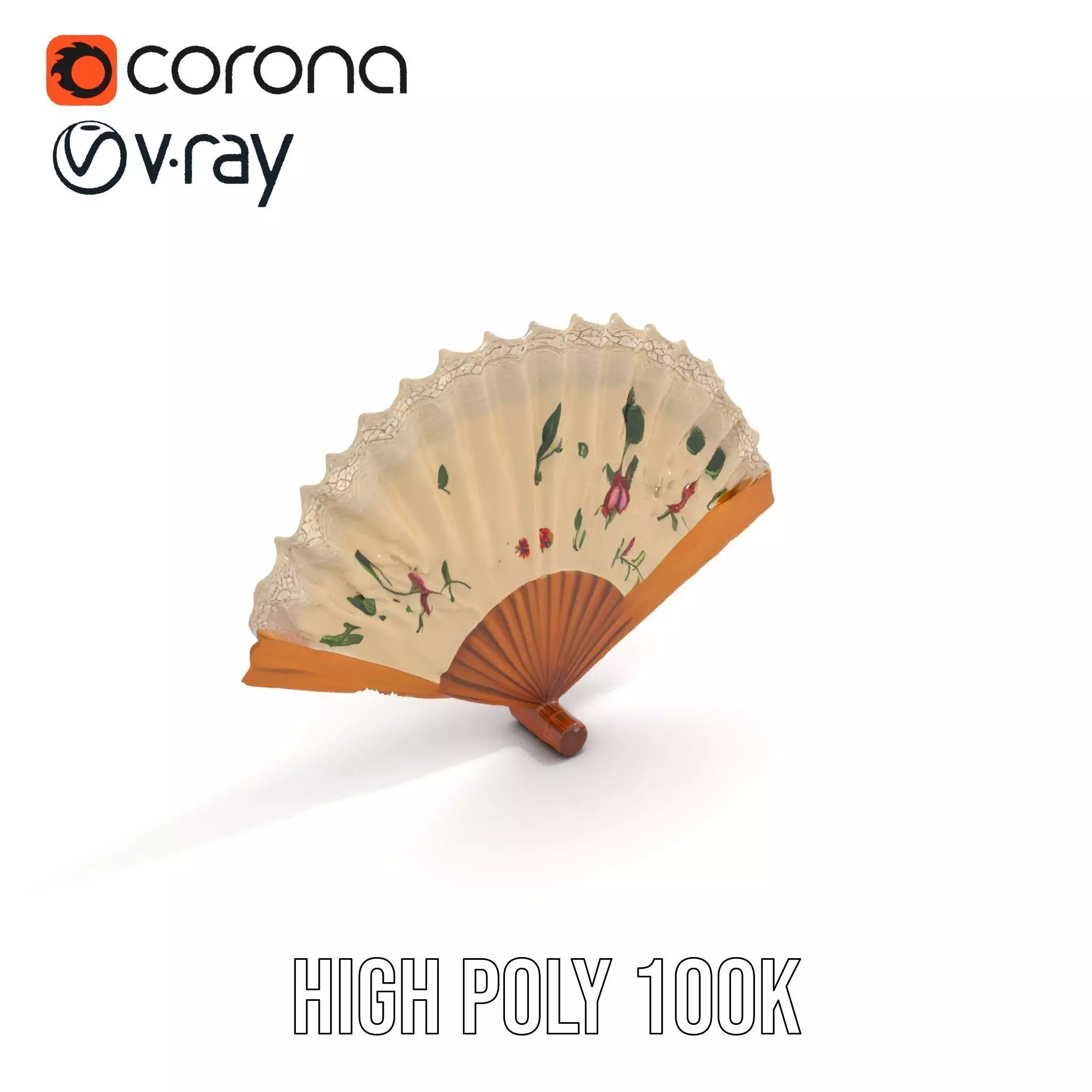 Floral Lace Fan model pack Low-poly 3D model_20